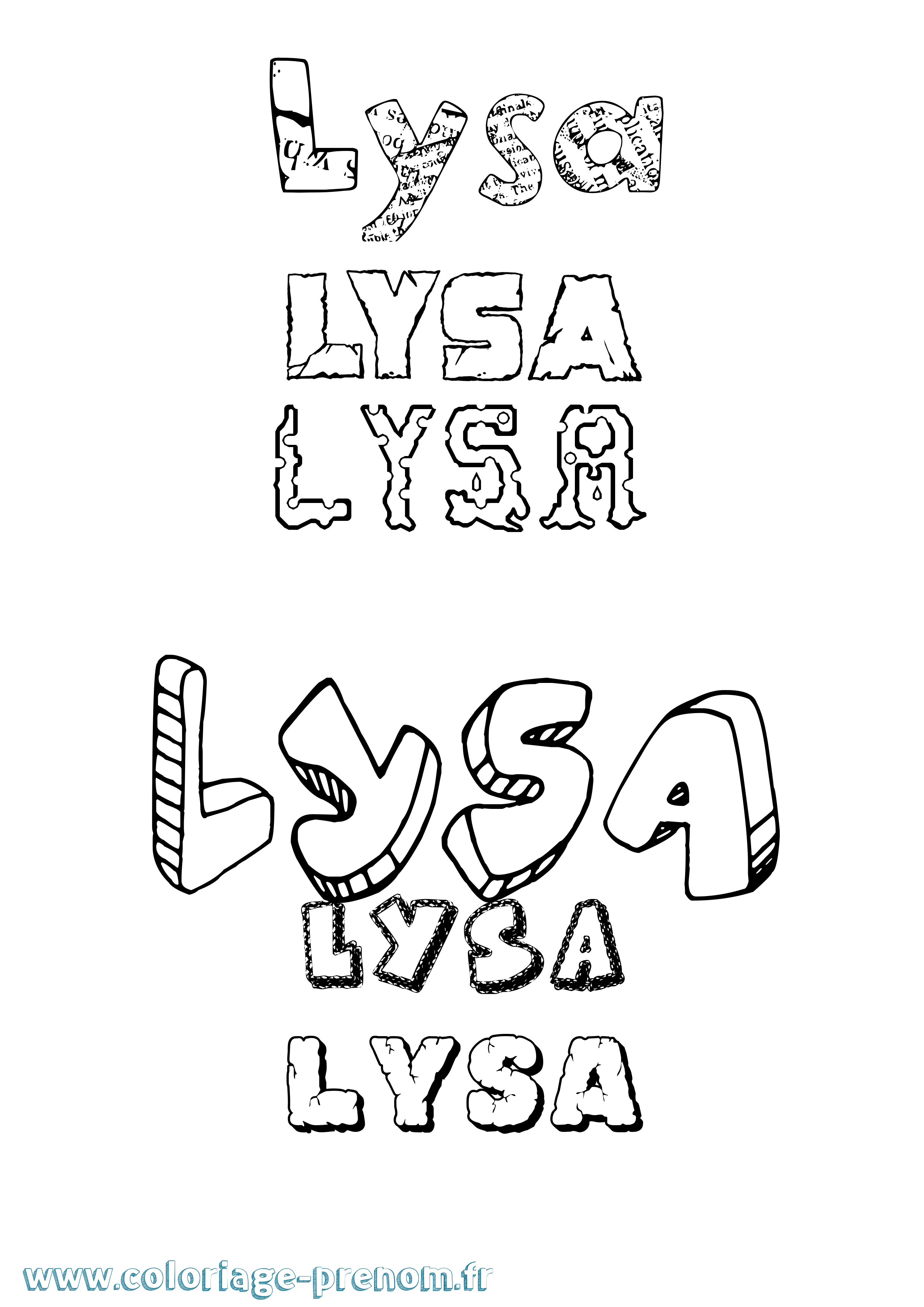 Coloriage Lysa Destructuré Coloriage prénom Lysa Destructuré