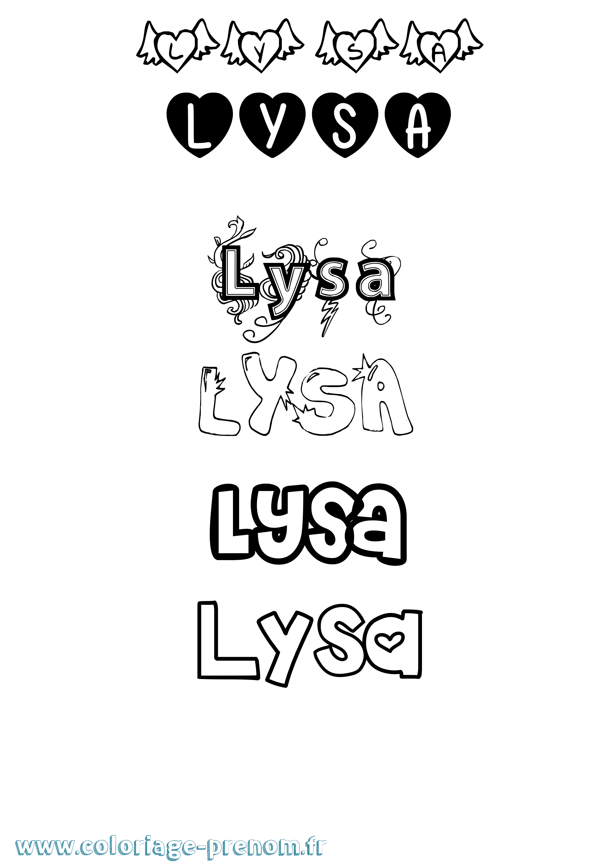 Coloriage Lysa Girly Coloriage prénom Lysa Girly