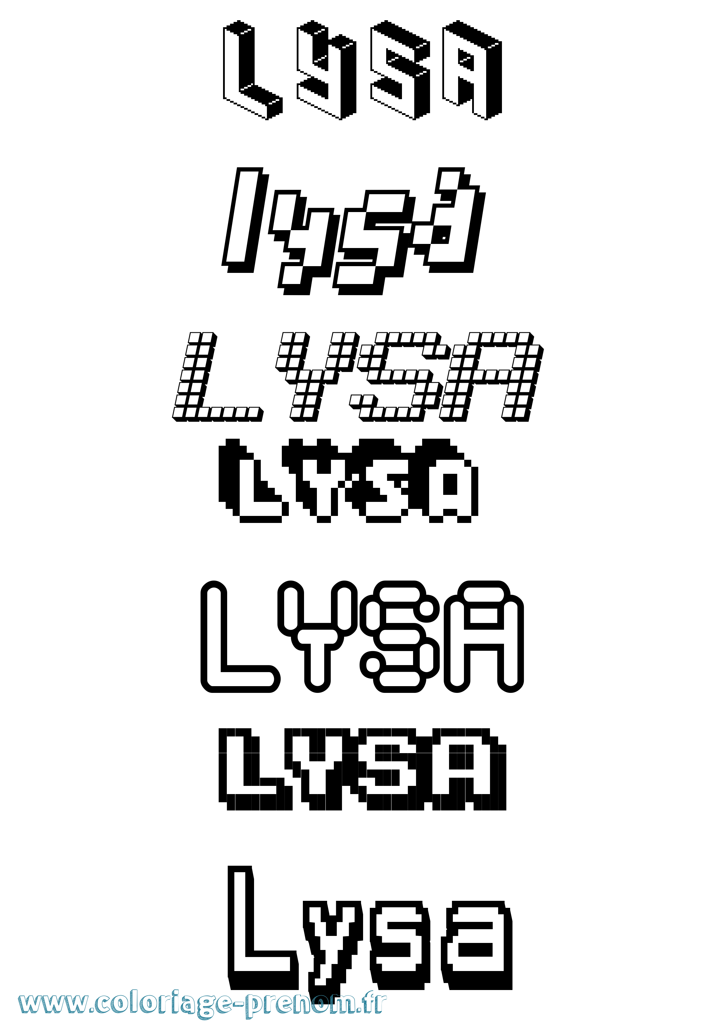 Coloriage Lysa Pixel Coloriage prénom Lysa Pixel