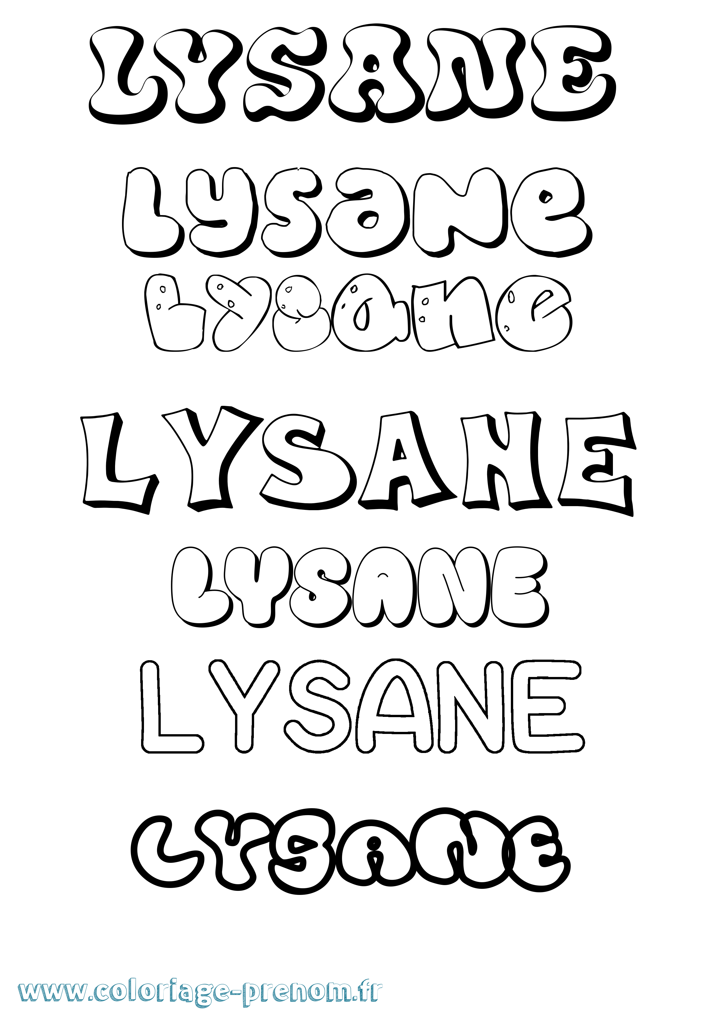 Coloriage Lysane Bubble Coloriage prénom Lysane Bubble