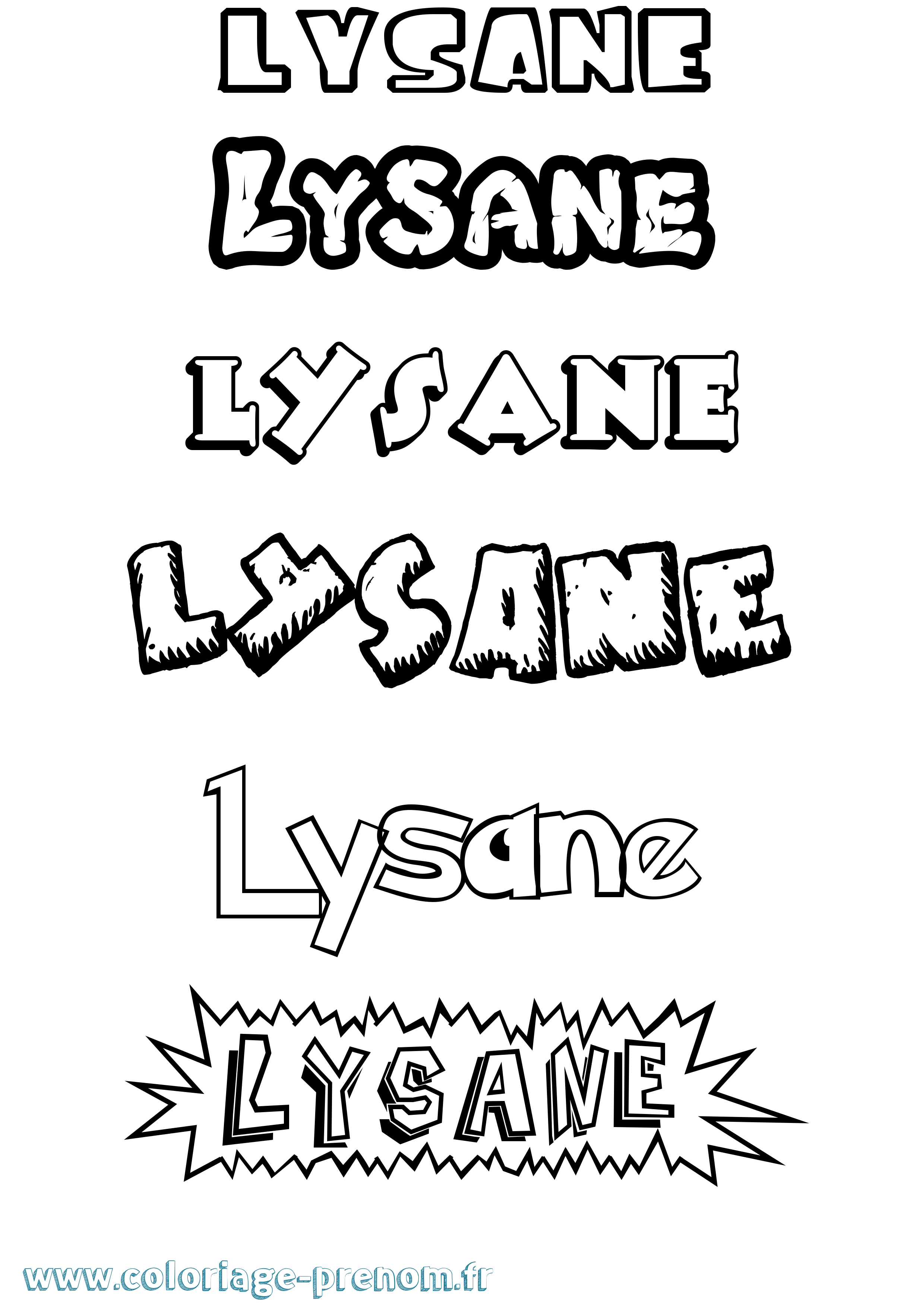 Coloriage Lysane Dessin Animé Coloriage prénom Lysane Dessin Animé