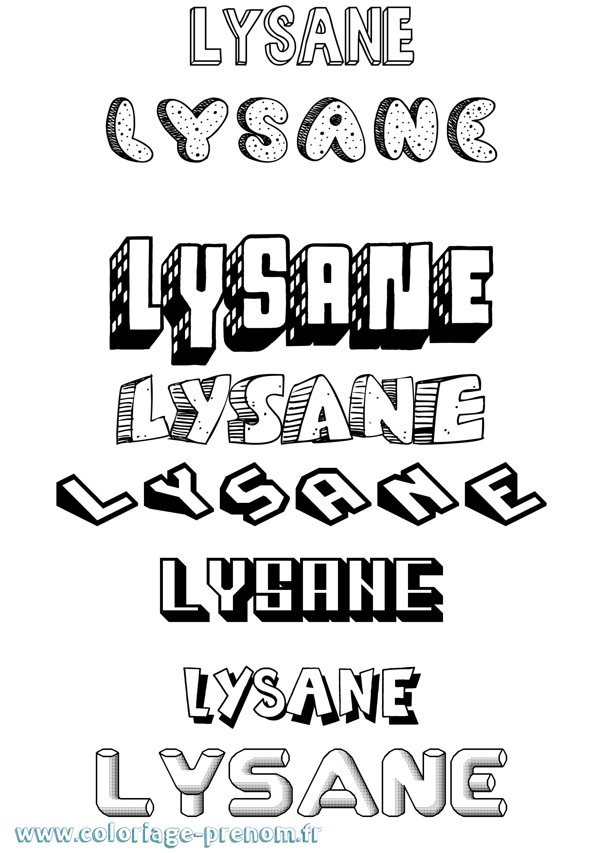 Coloriage Lysane Effet 3D Coloriage prénom Lysane Effet 3D