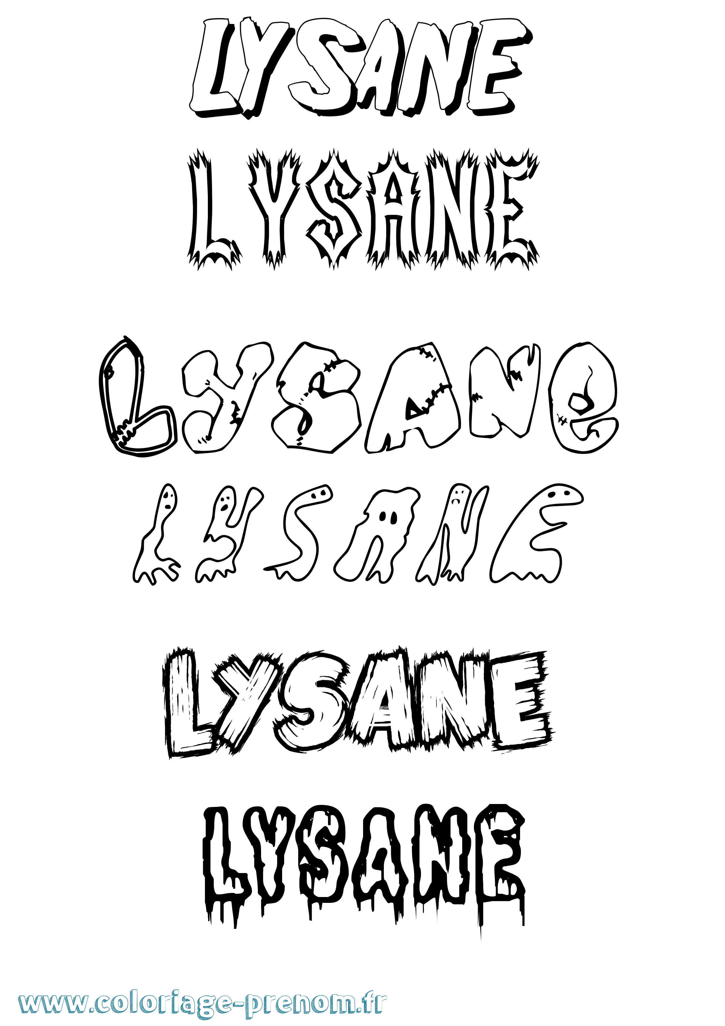 Coloriage Lysane Frisson Coloriage prénom Lysane Frisson