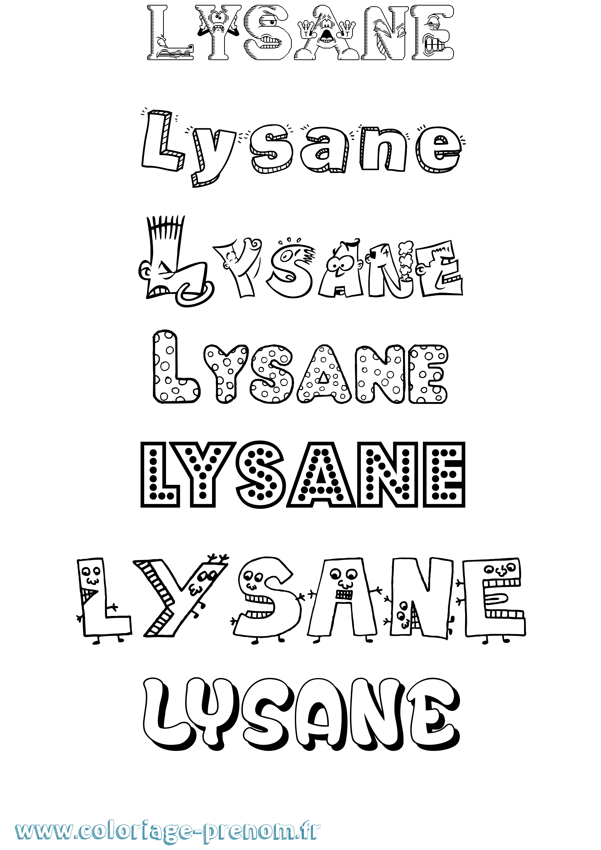 Coloriage Lysane Fun Coloriage prénom Lysane Fun