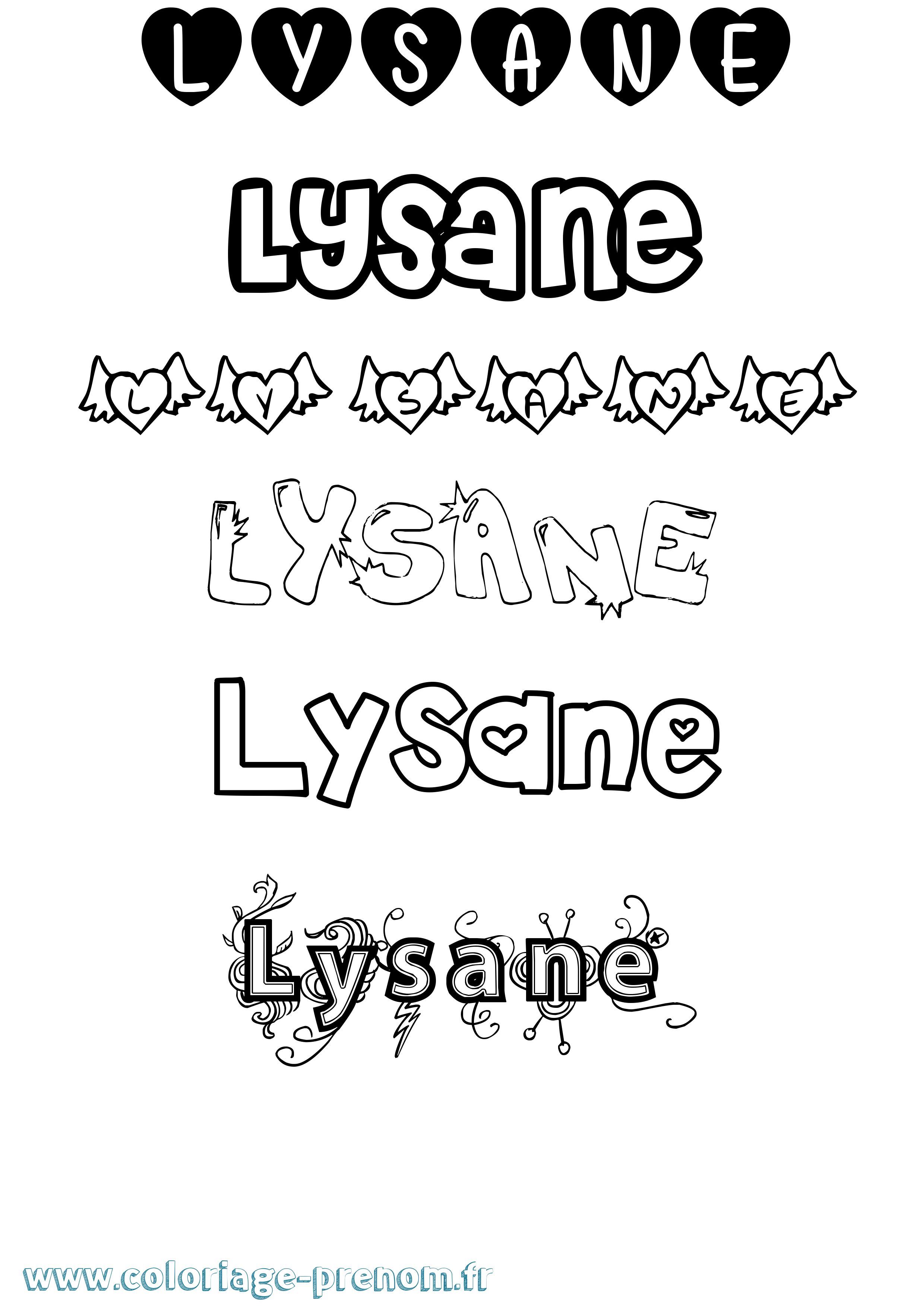 Coloriage Lysane Girly Coloriage prénom Lysane Girly