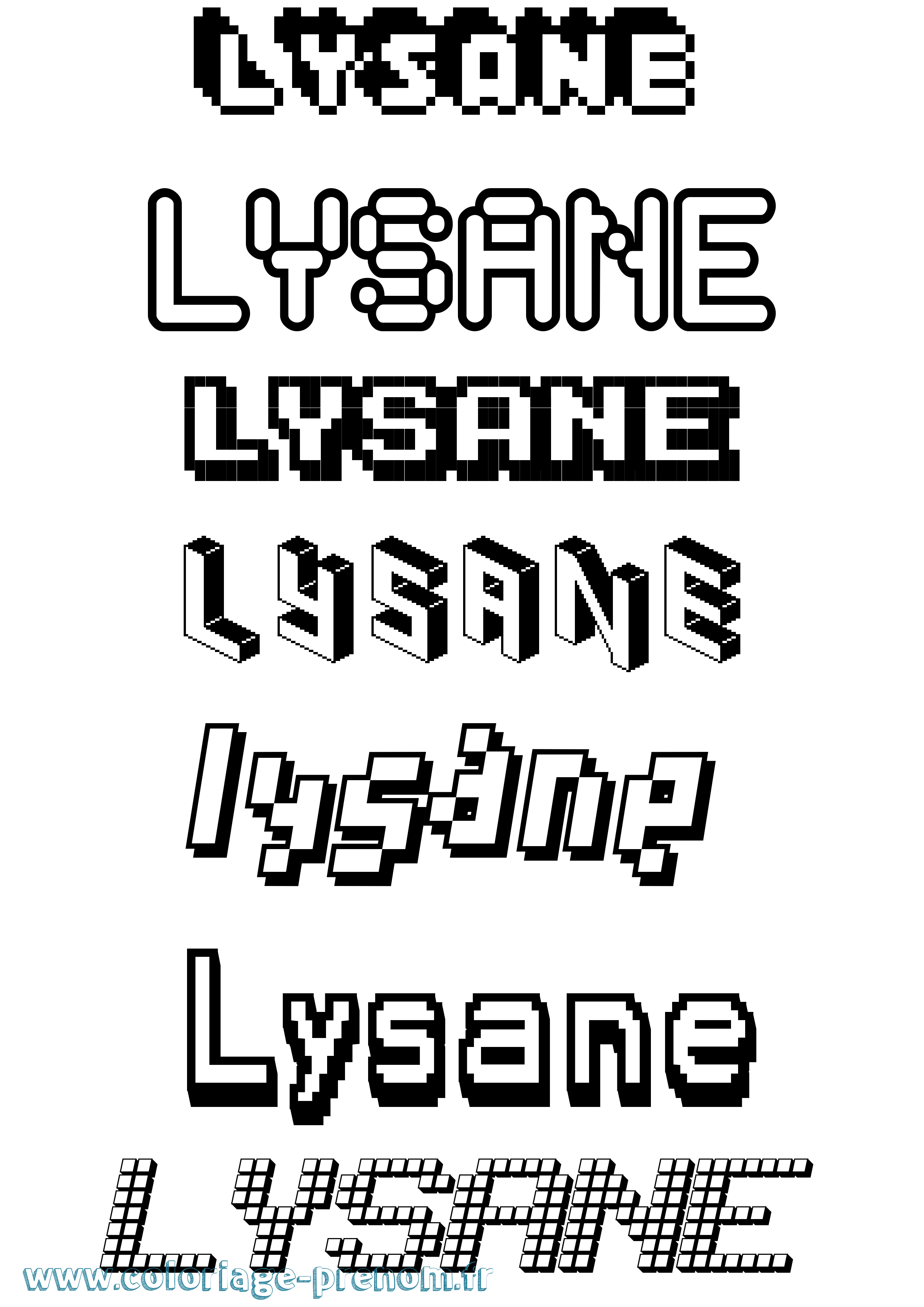 Coloriage Lysane Pixel Coloriage prénom Lysane Pixel