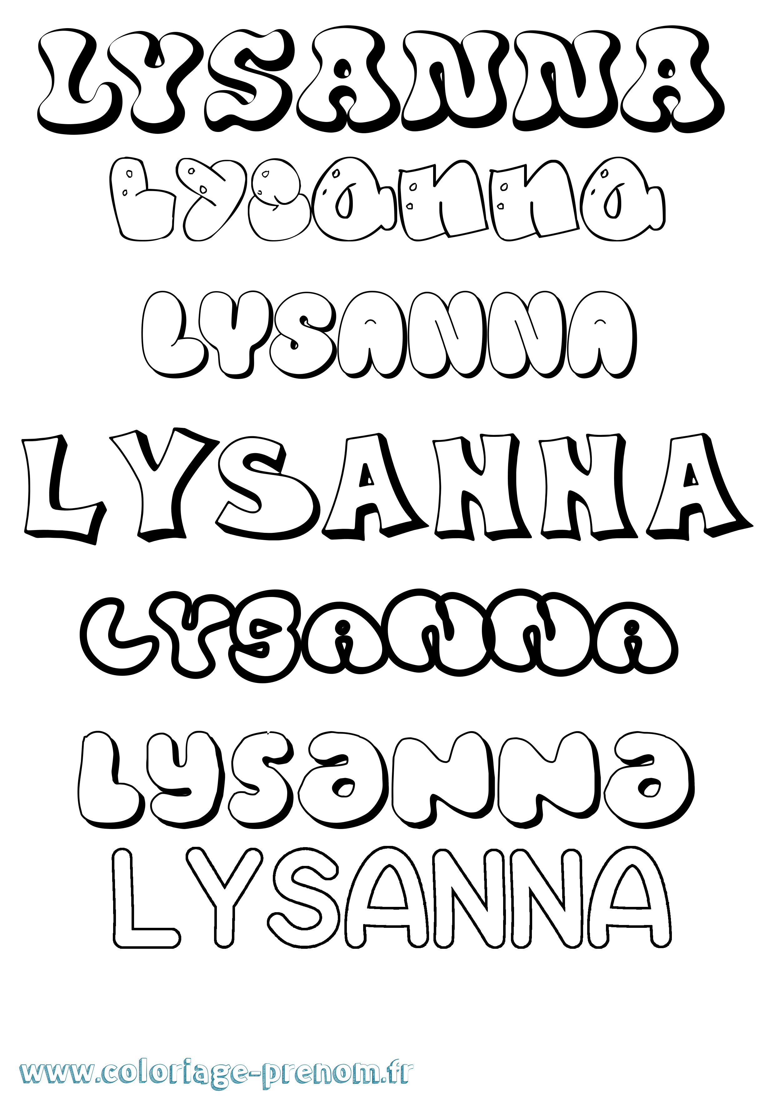 Coloriage Lysanna Bubble Coloriage prénom Lysanna Bubble