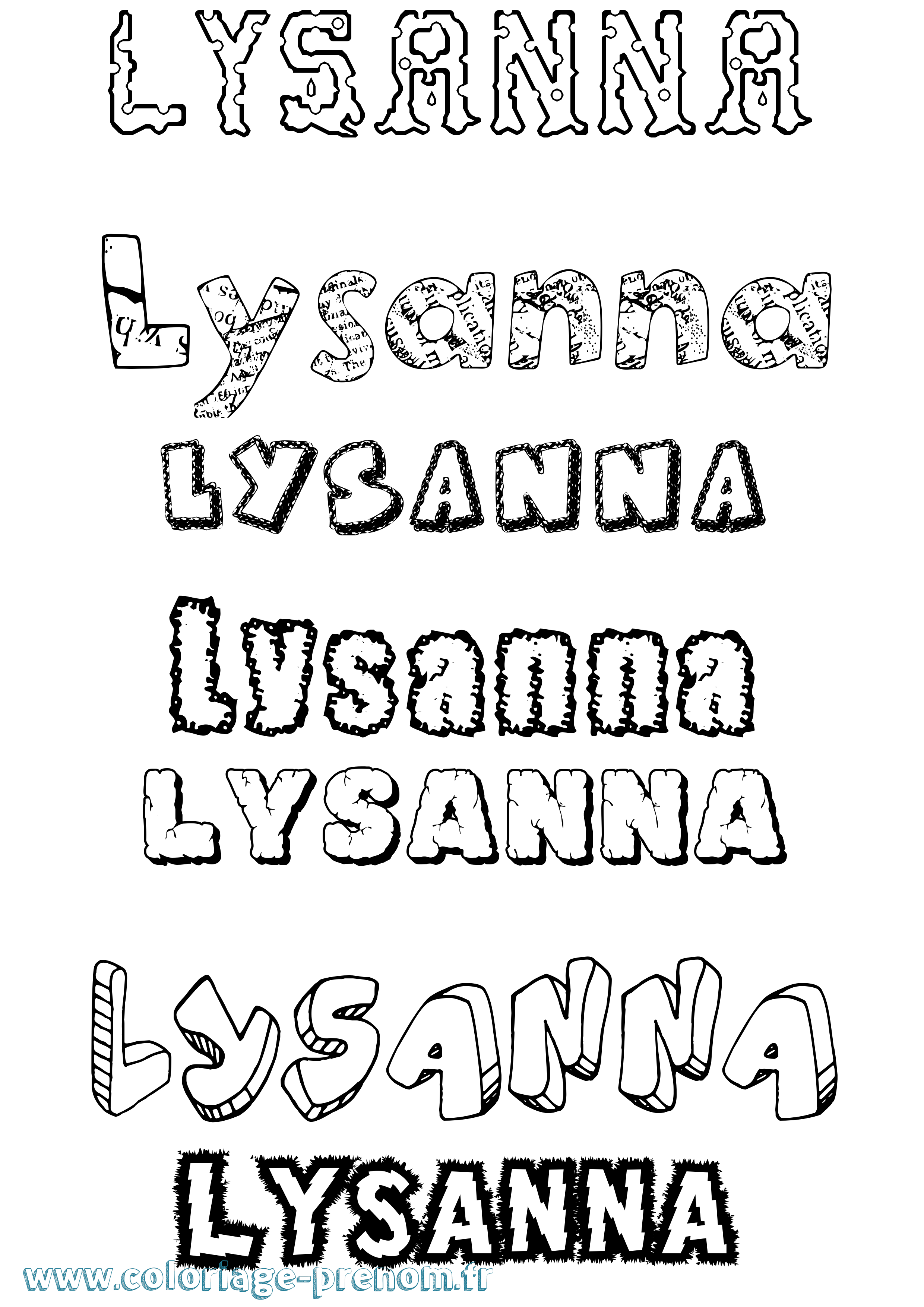 Coloriage Lysanna Destructuré Coloriage prénom Lysanna Destructuré