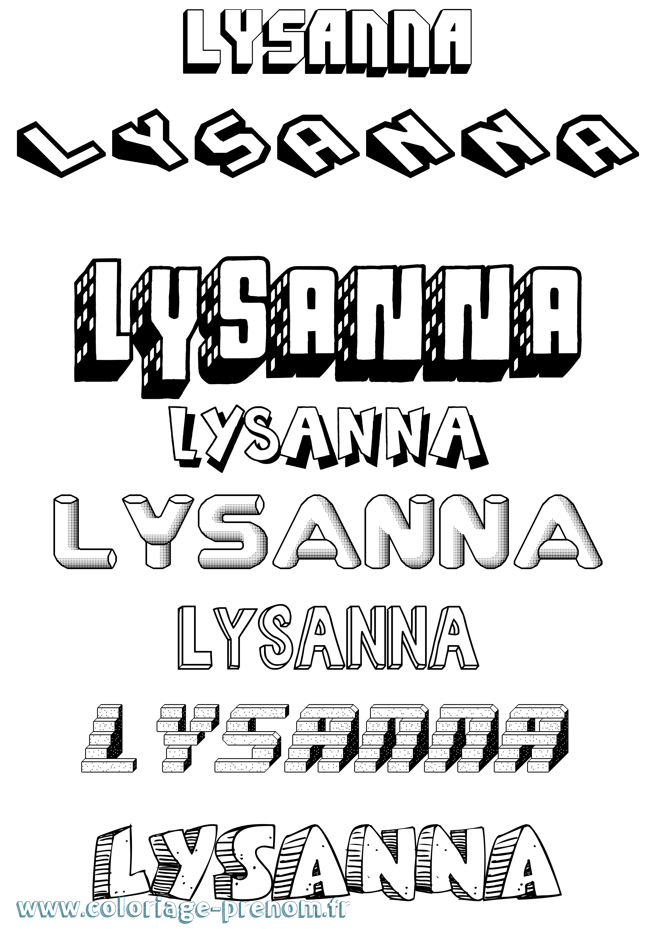 Coloriage Lysanna Effet 3D Coloriage prénom Lysanna Effet 3D