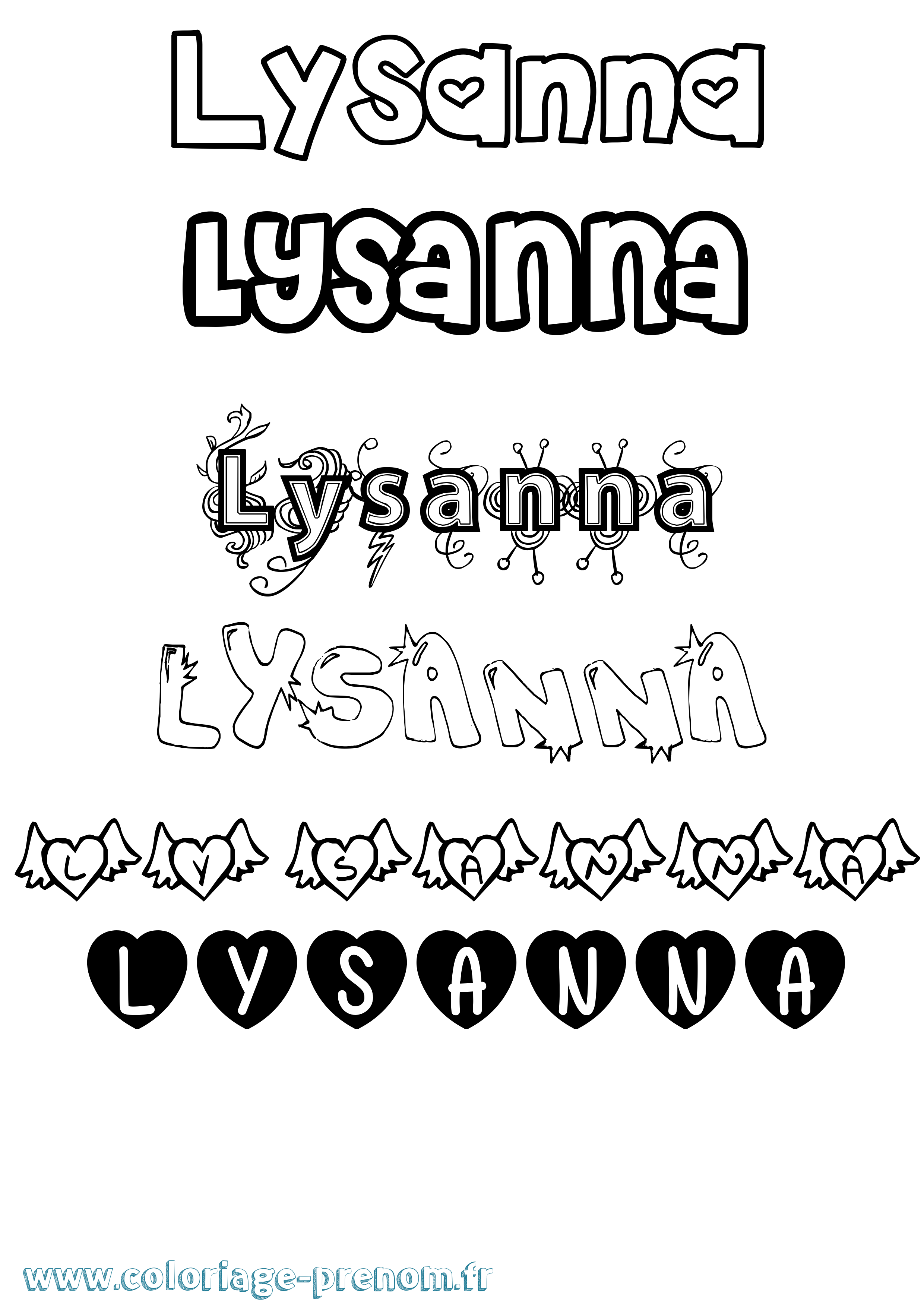 Coloriage Lysanna Girly Coloriage prénom Lysanna Girly