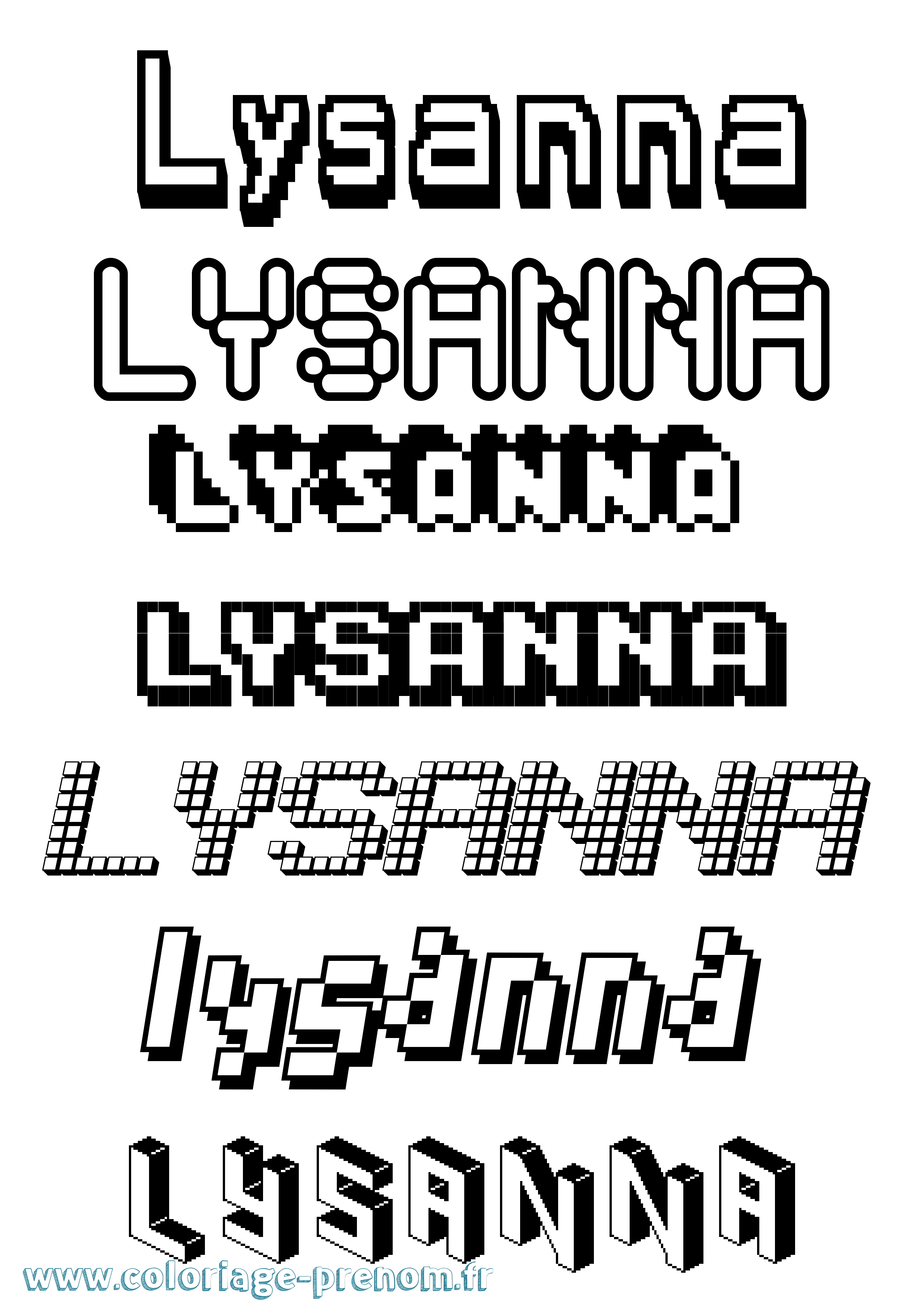 Coloriage Lysanna Pixel Coloriage prénom Lysanna Pixel