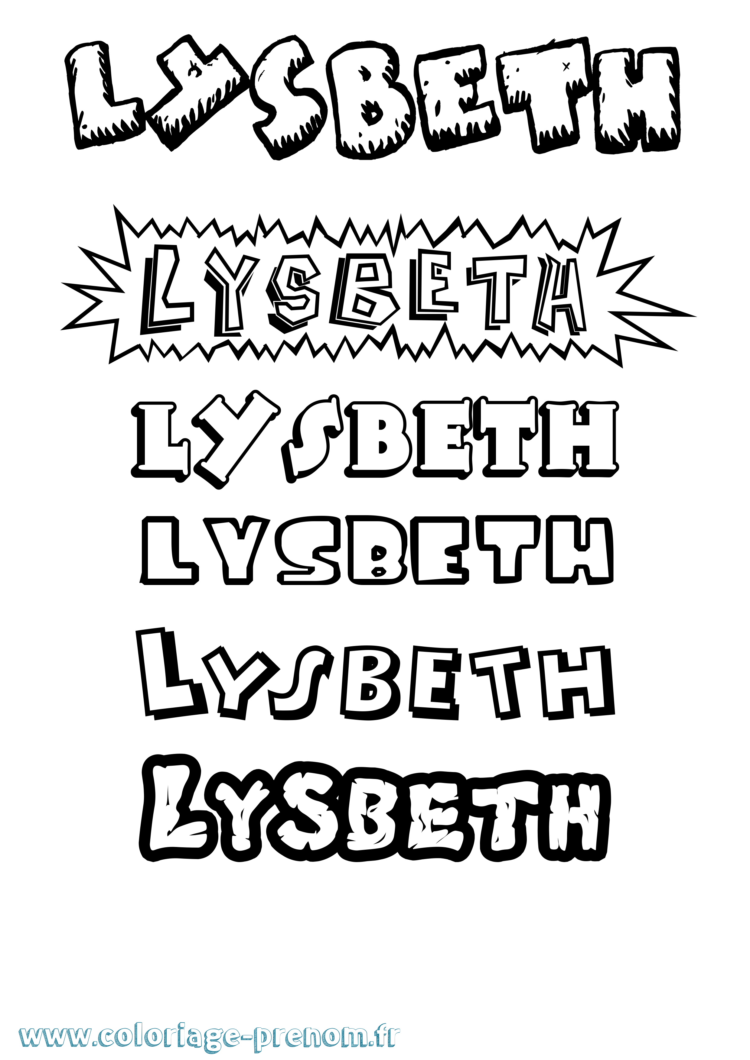 Coloriage Lysbeth Dessin Animé Coloriage prénom Lysbeth Dessin Animé
