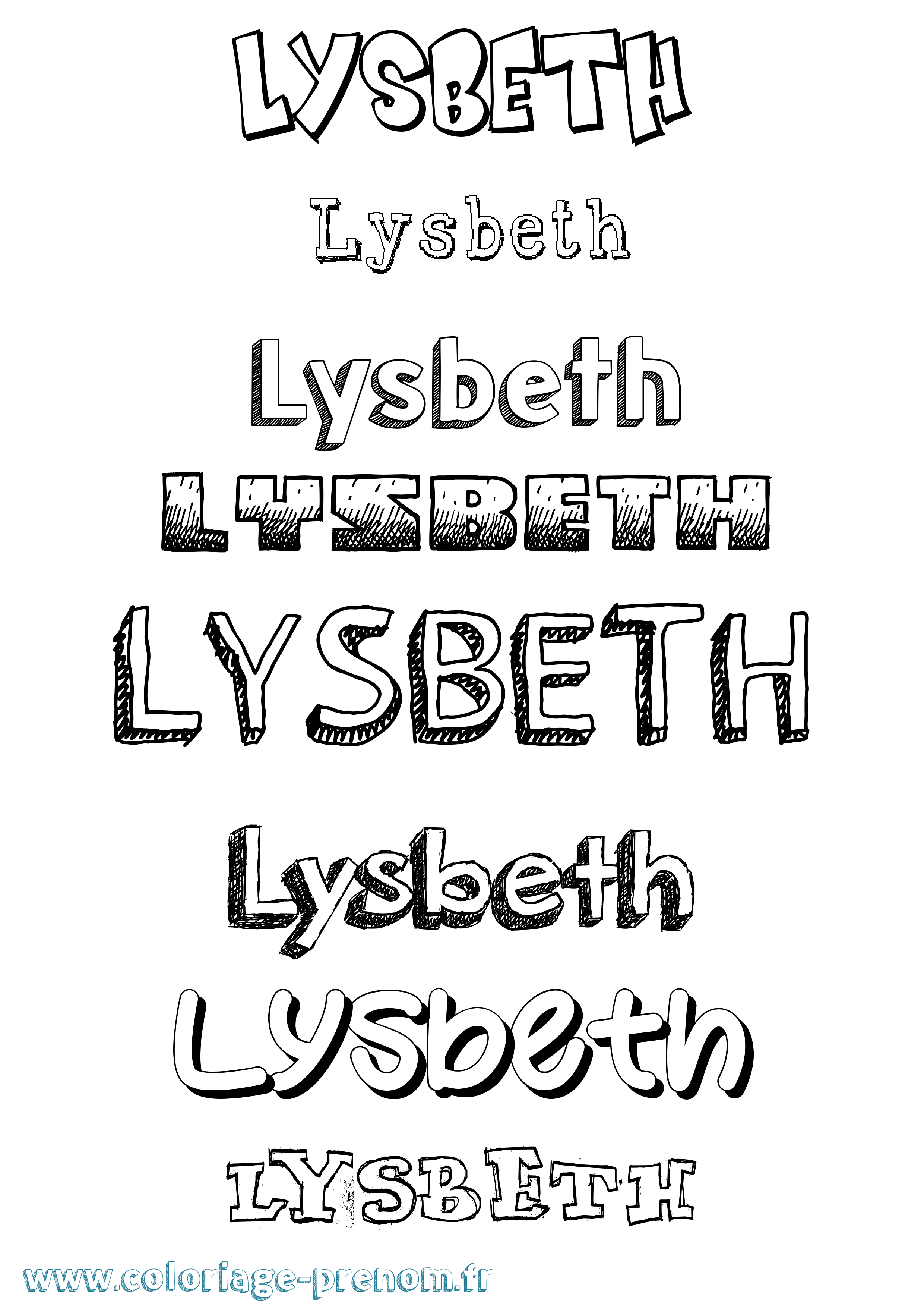 Coloriage Lysbeth Dessiné Coloriage prénom Lysbeth Dessiné