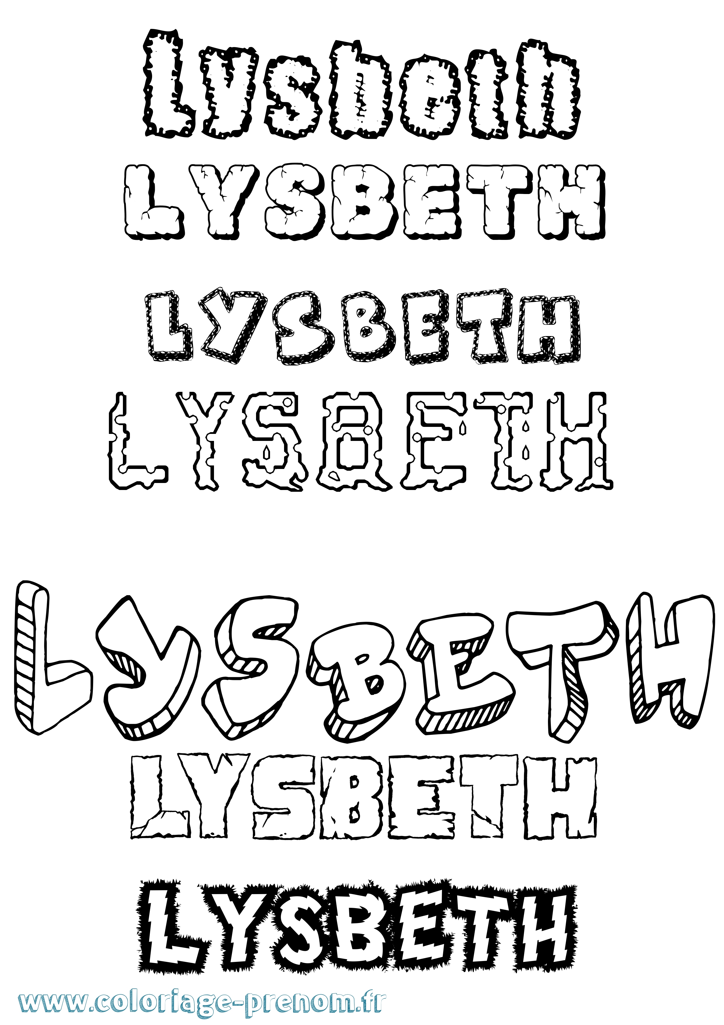 Coloriage Lysbeth Destructuré Coloriage prénom Lysbeth Destructuré
