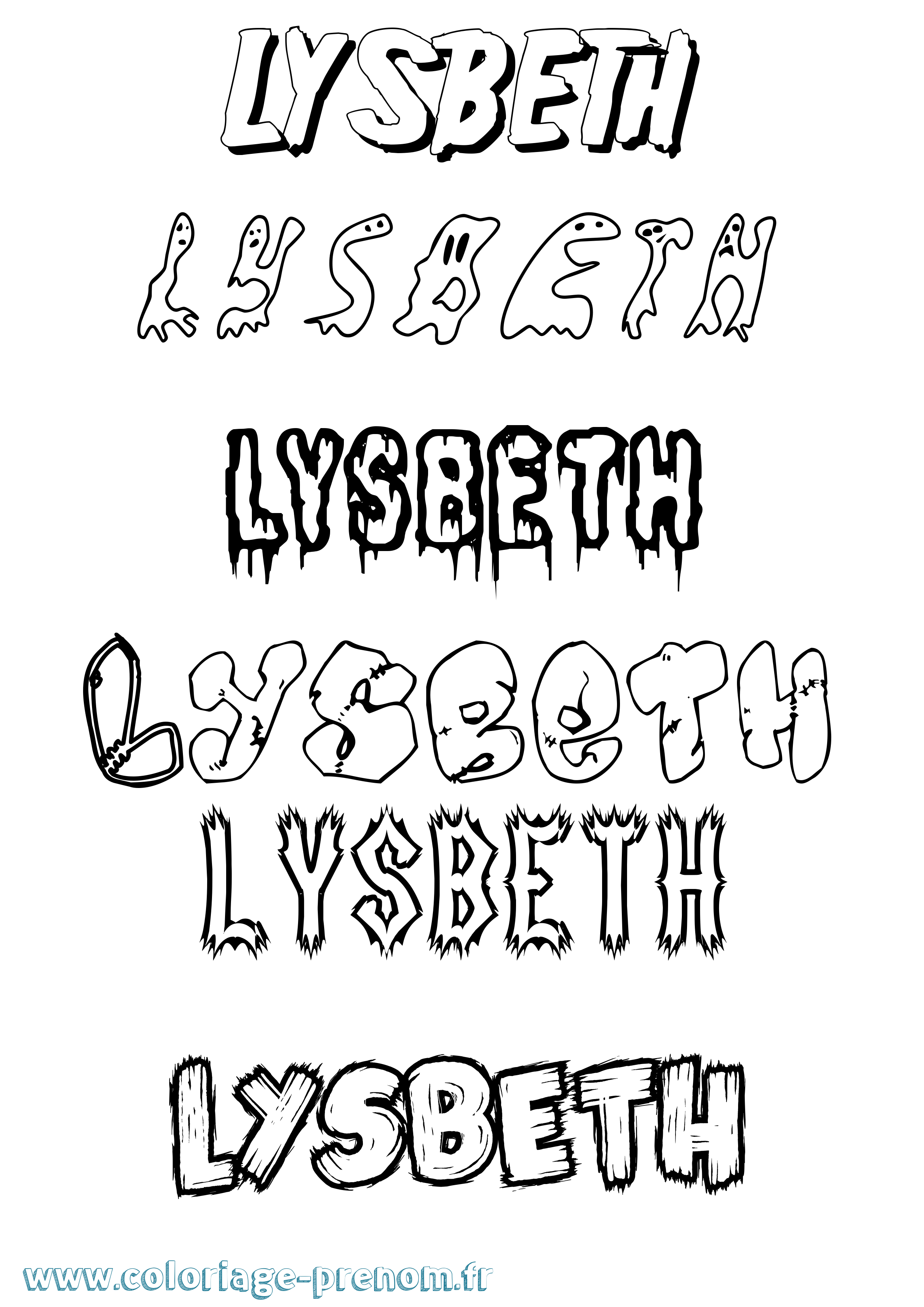Coloriage Lysbeth Frisson Coloriage prénom Lysbeth Frisson