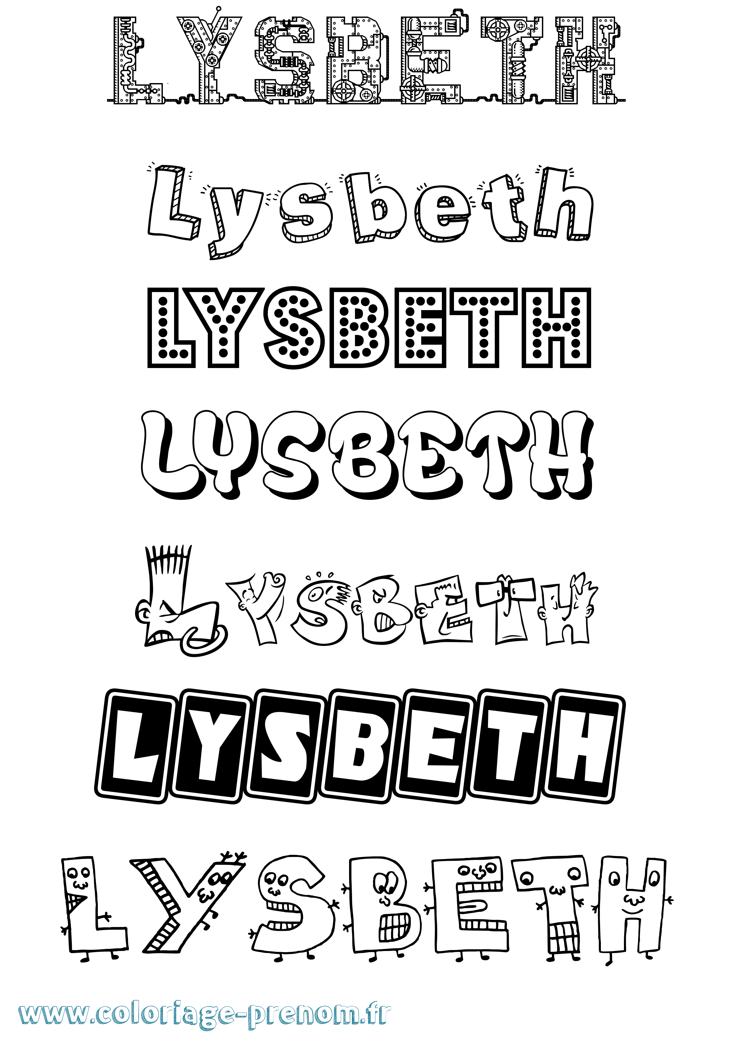 Coloriage Lysbeth Fun Coloriage prénom Lysbeth Fun