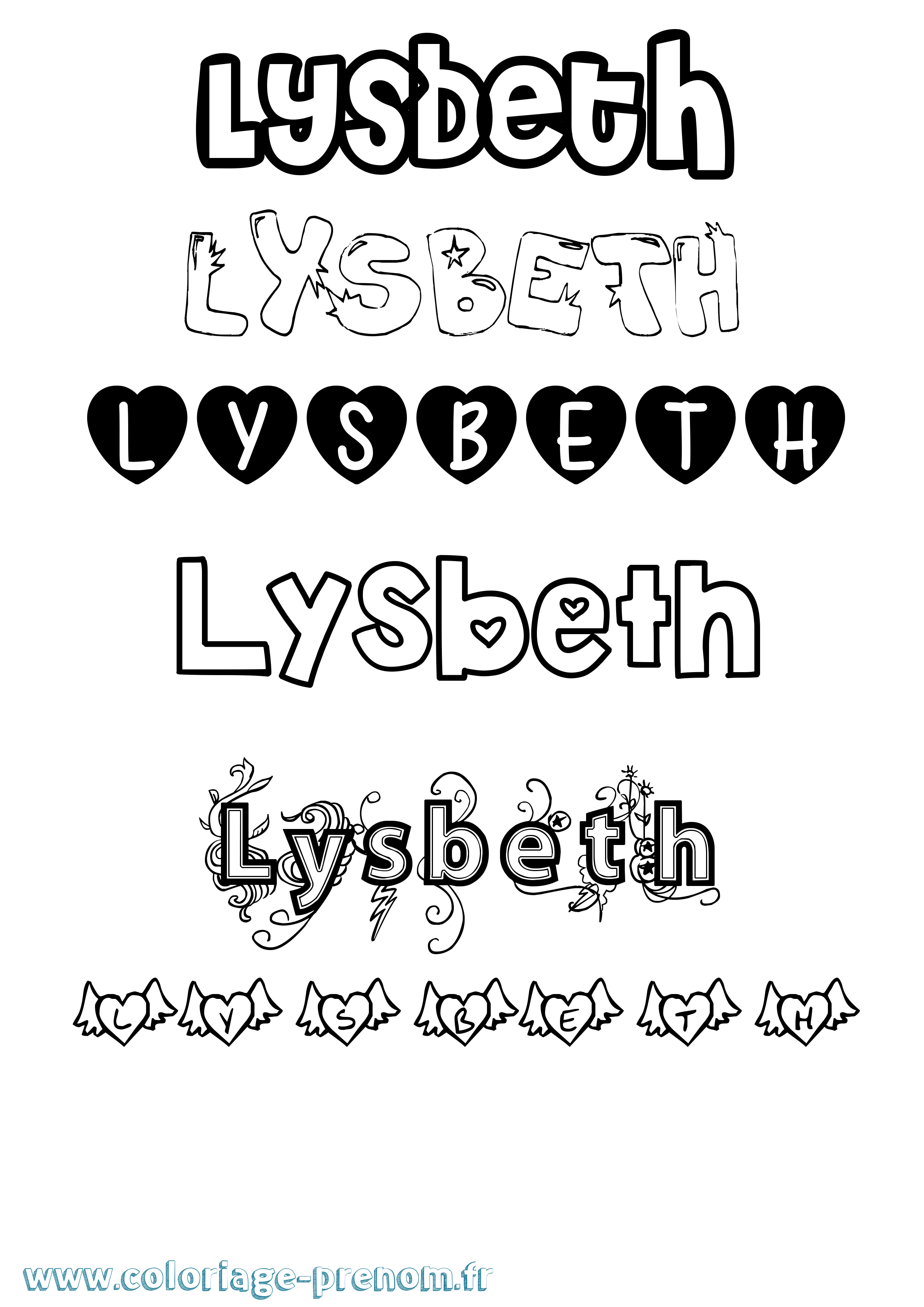 Coloriage Lysbeth Girly Coloriage prénom Lysbeth Girly