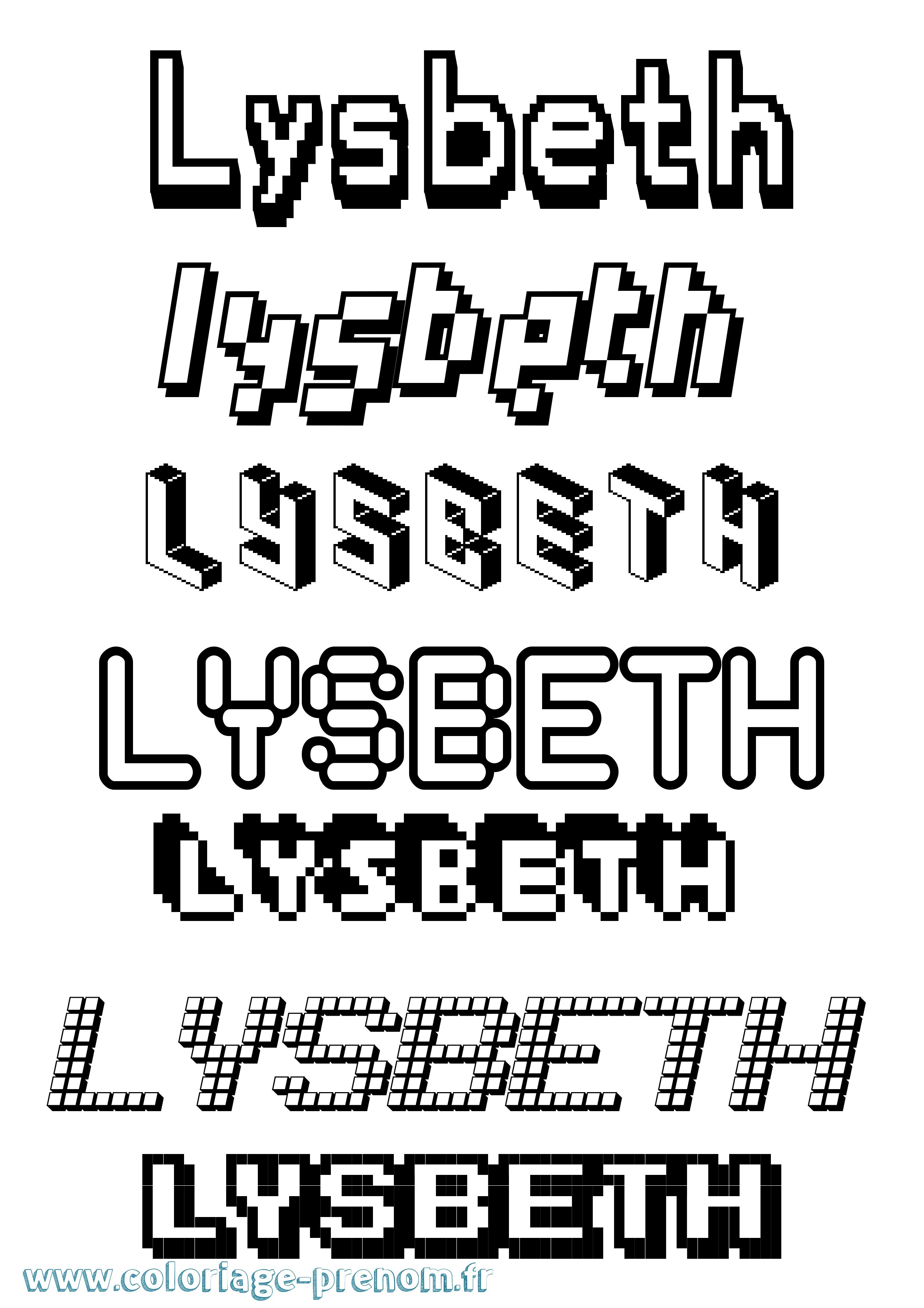 Coloriage Lysbeth Pixel Coloriage prénom Lysbeth Pixel