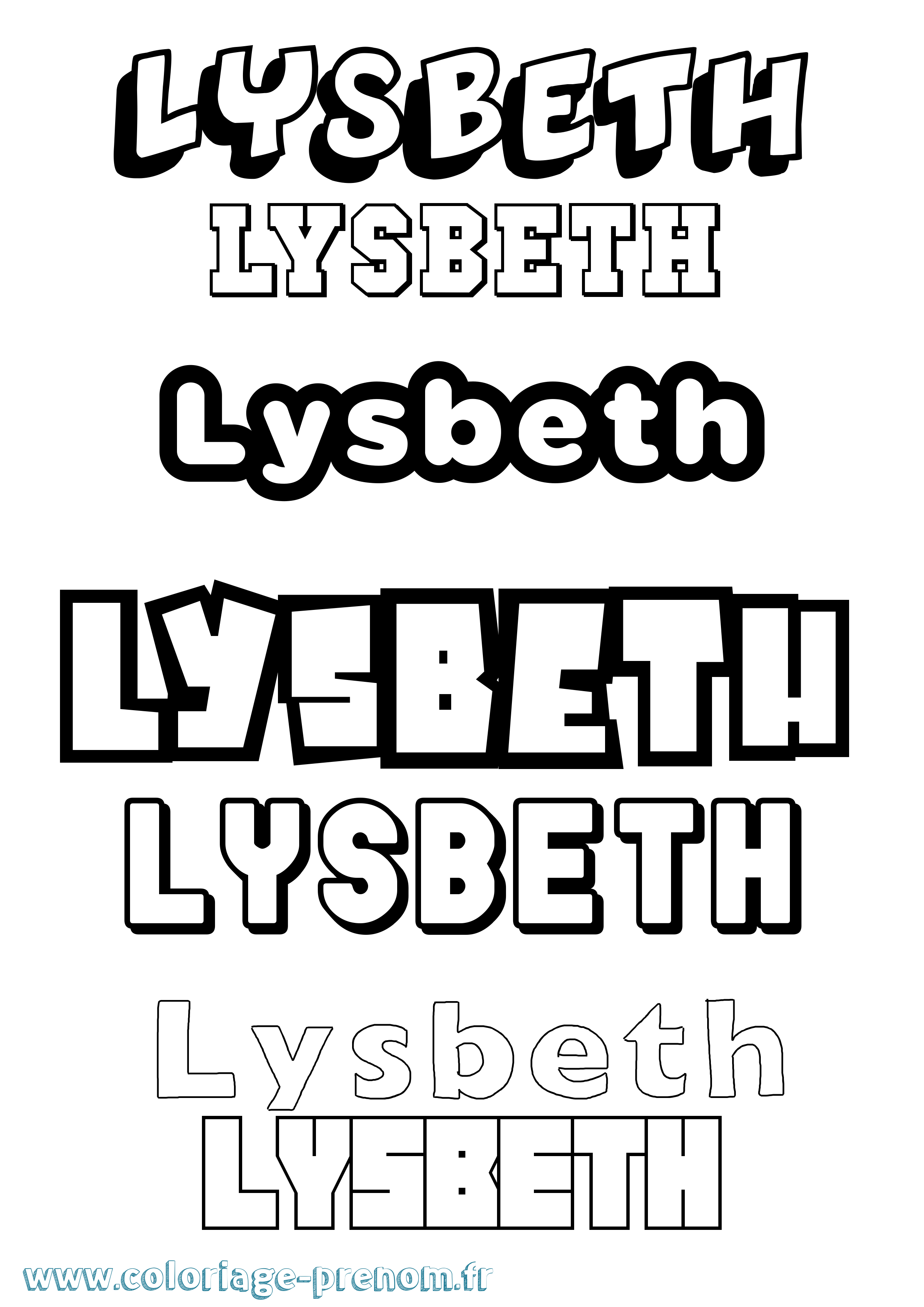 Coloriage Lysbeth Simple Coloriage prénom Lysbeth Simple