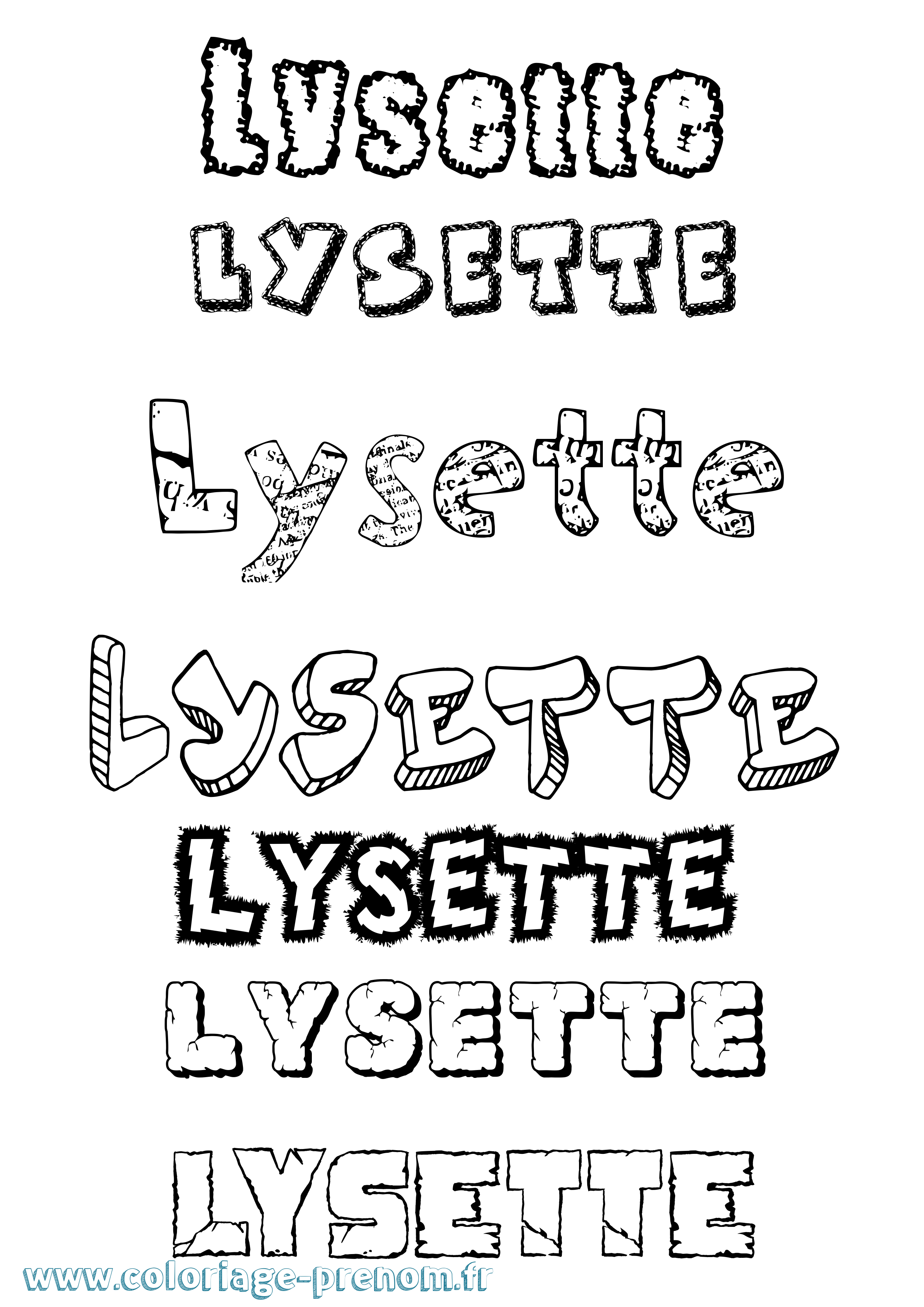 Coloriage Lysette Destructuré Coloriage prénom Lysette Destructuré