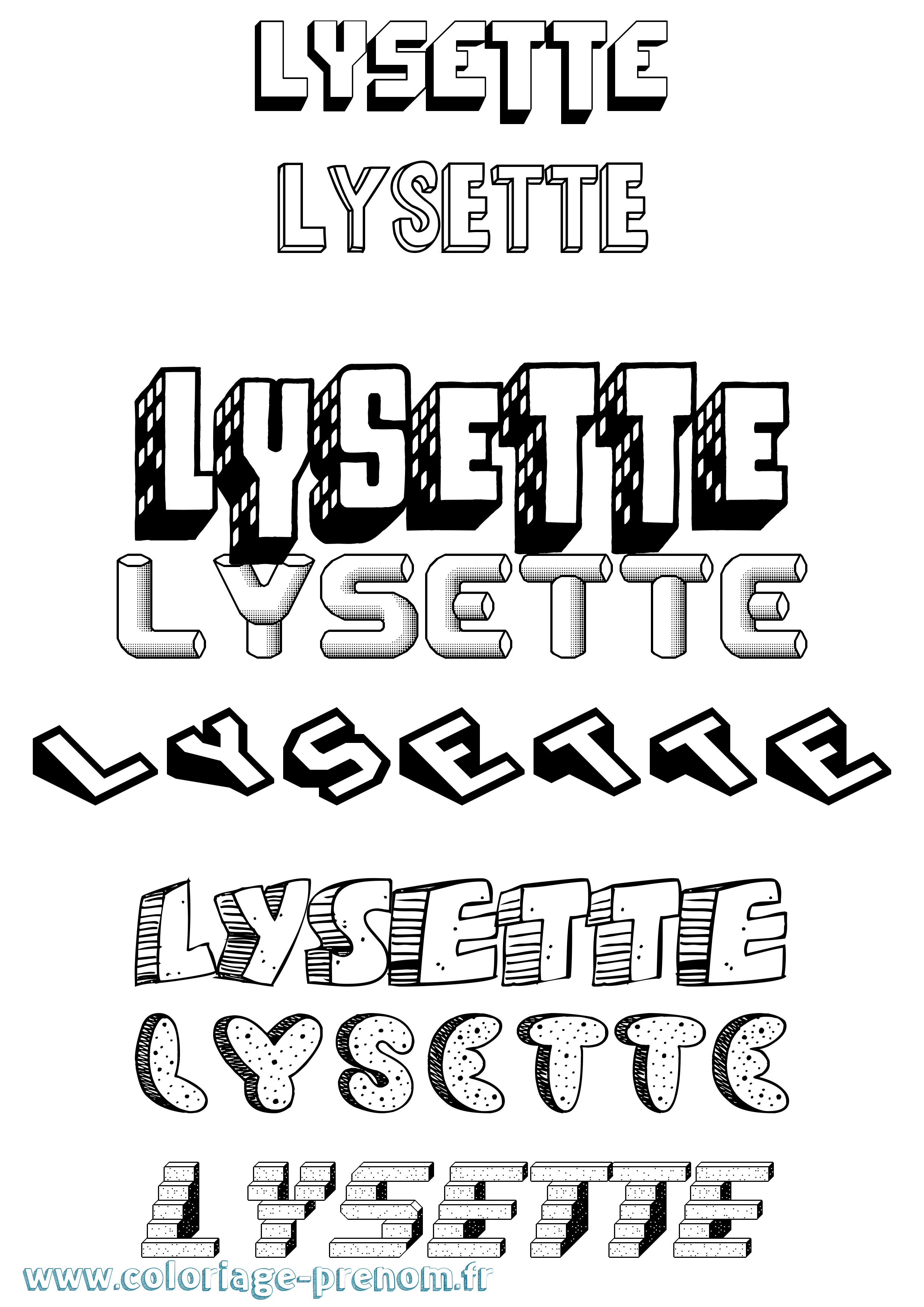 Coloriage Lysette Effet 3D Coloriage prénom Lysette Effet 3D