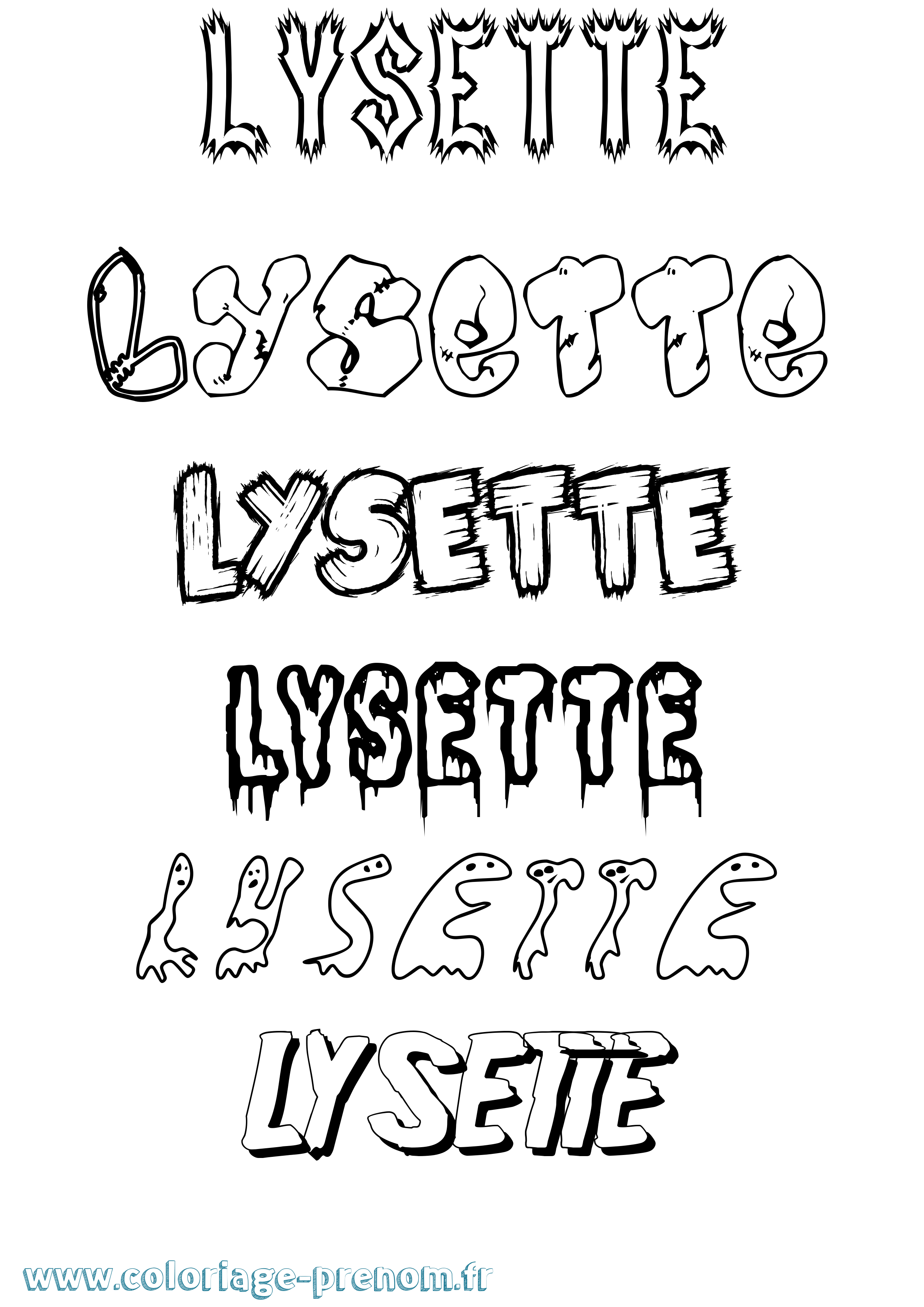 Coloriage Lysette Frisson Coloriage prénom Lysette Frisson