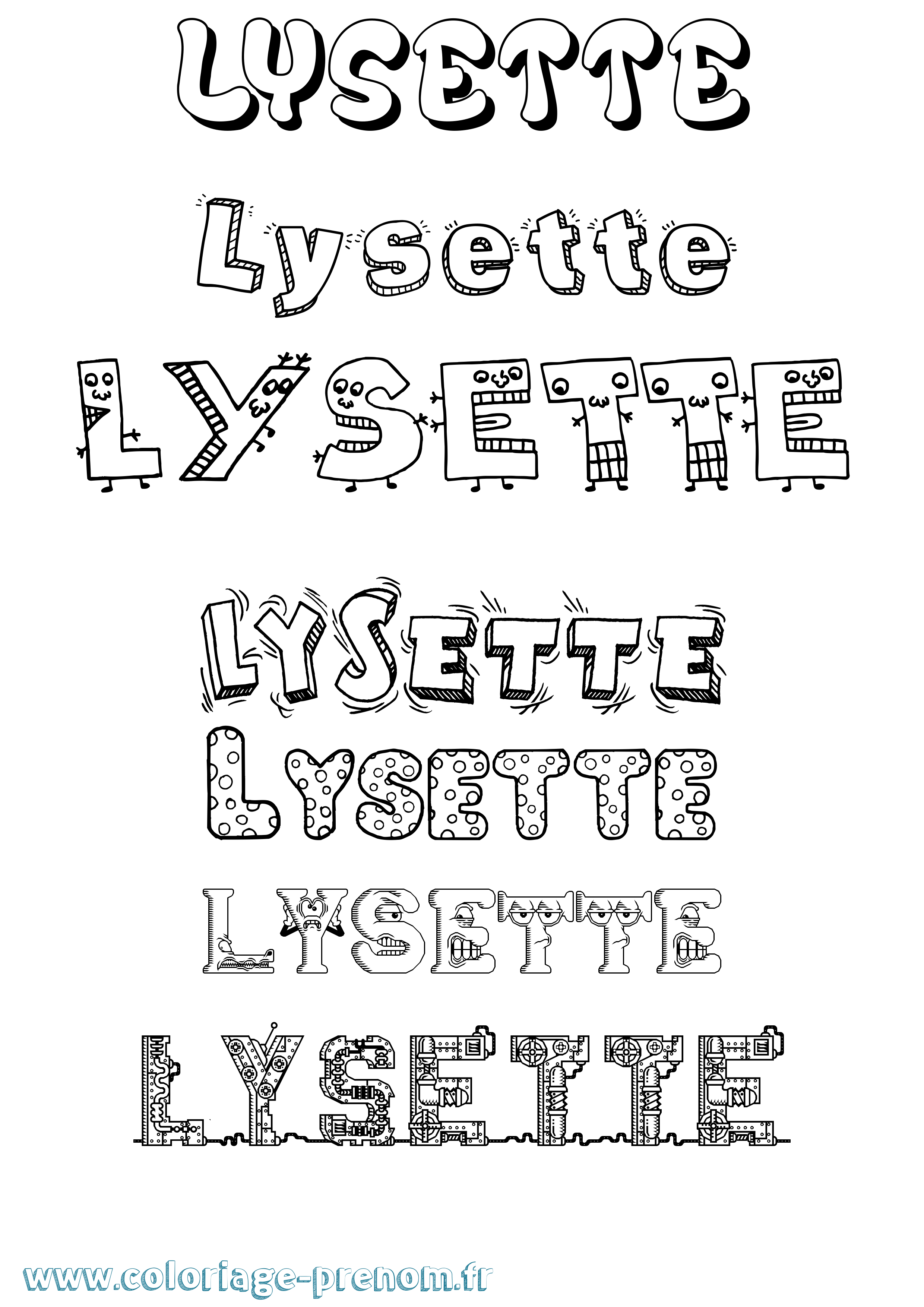 Coloriage Lysette Fun Coloriage prénom Lysette Fun