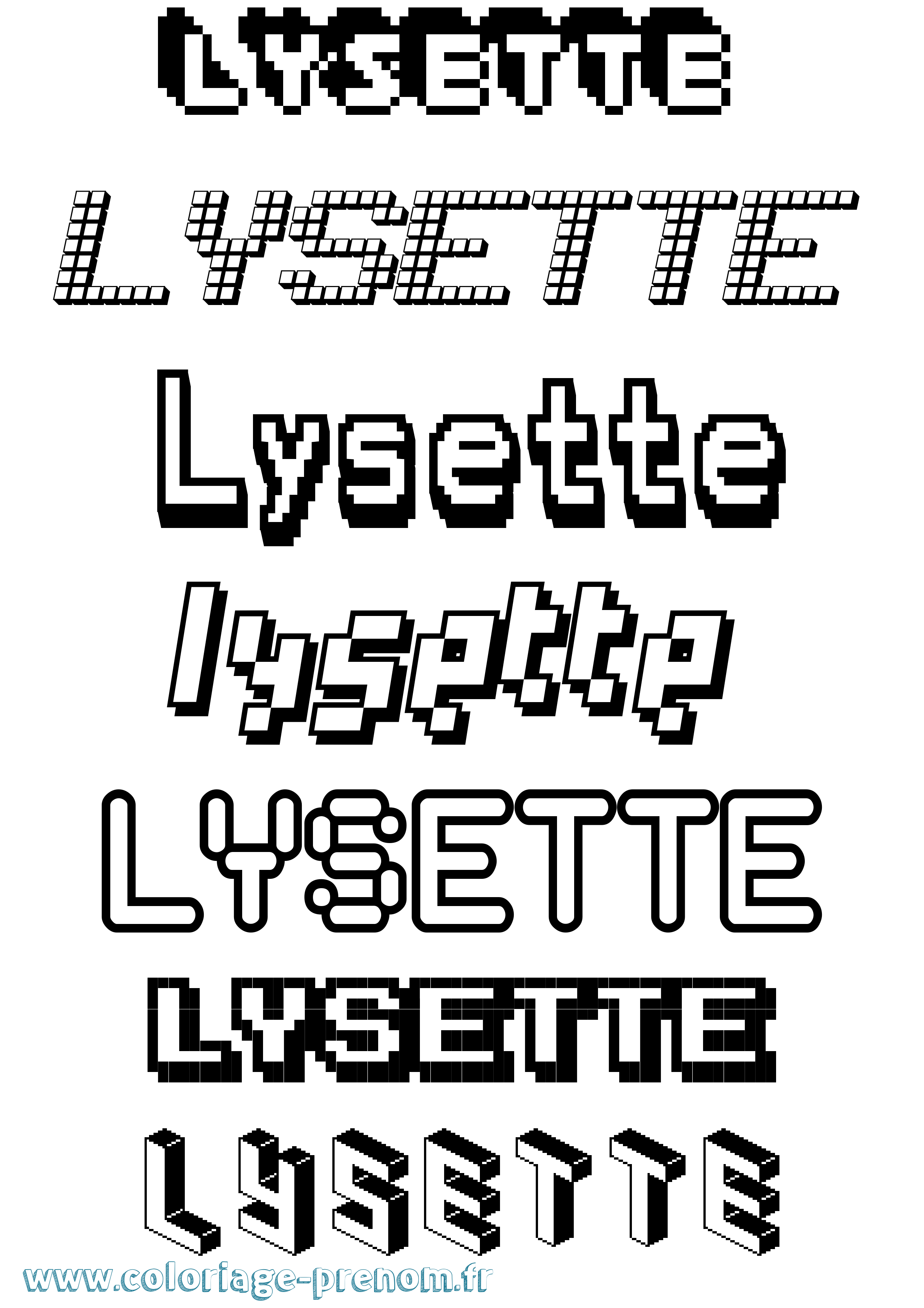 Coloriage Lysette Pixel Coloriage prénom Lysette Pixel