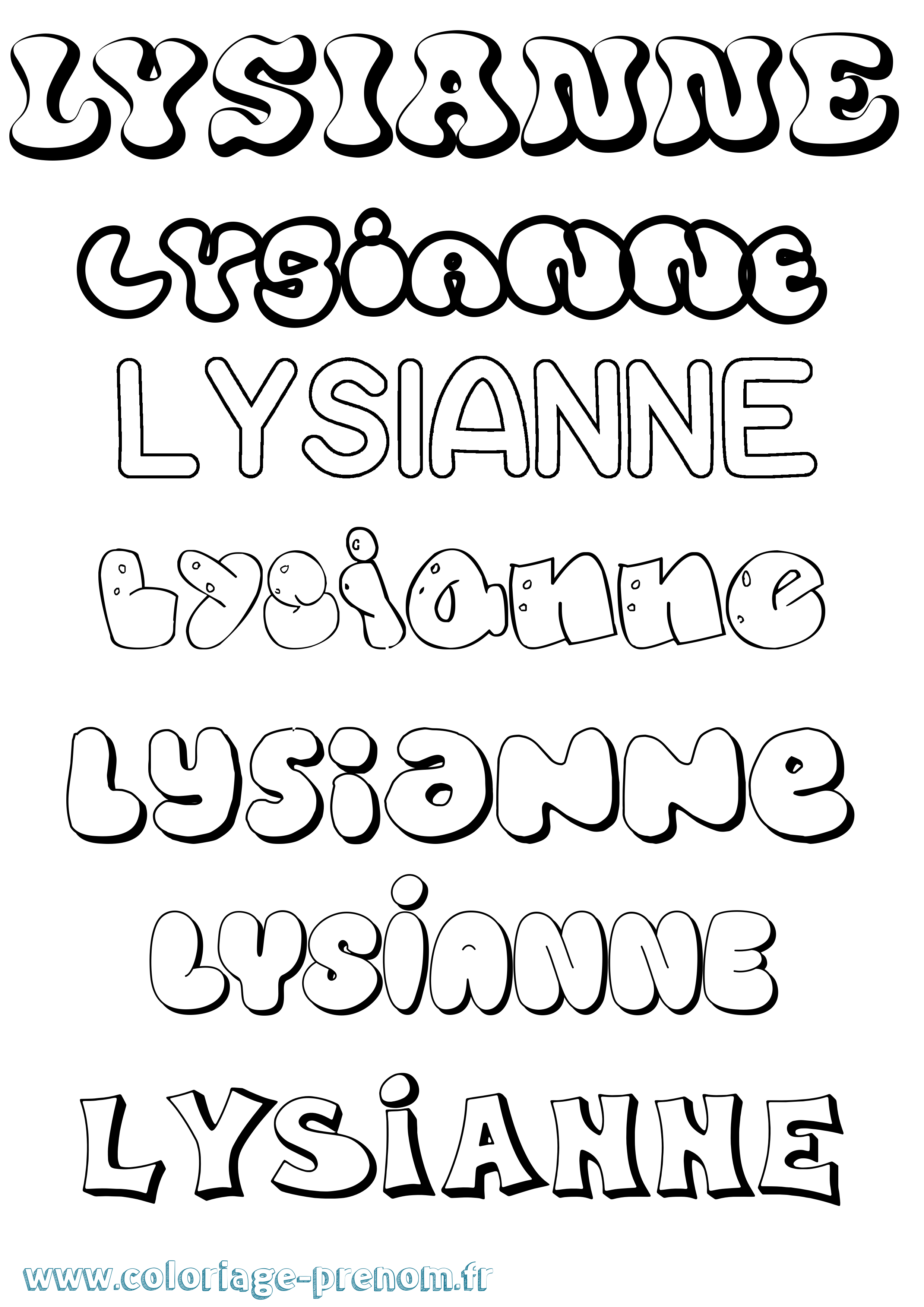 Coloriage Lysianne Bubble Coloriage prénom Lysianne Bubble