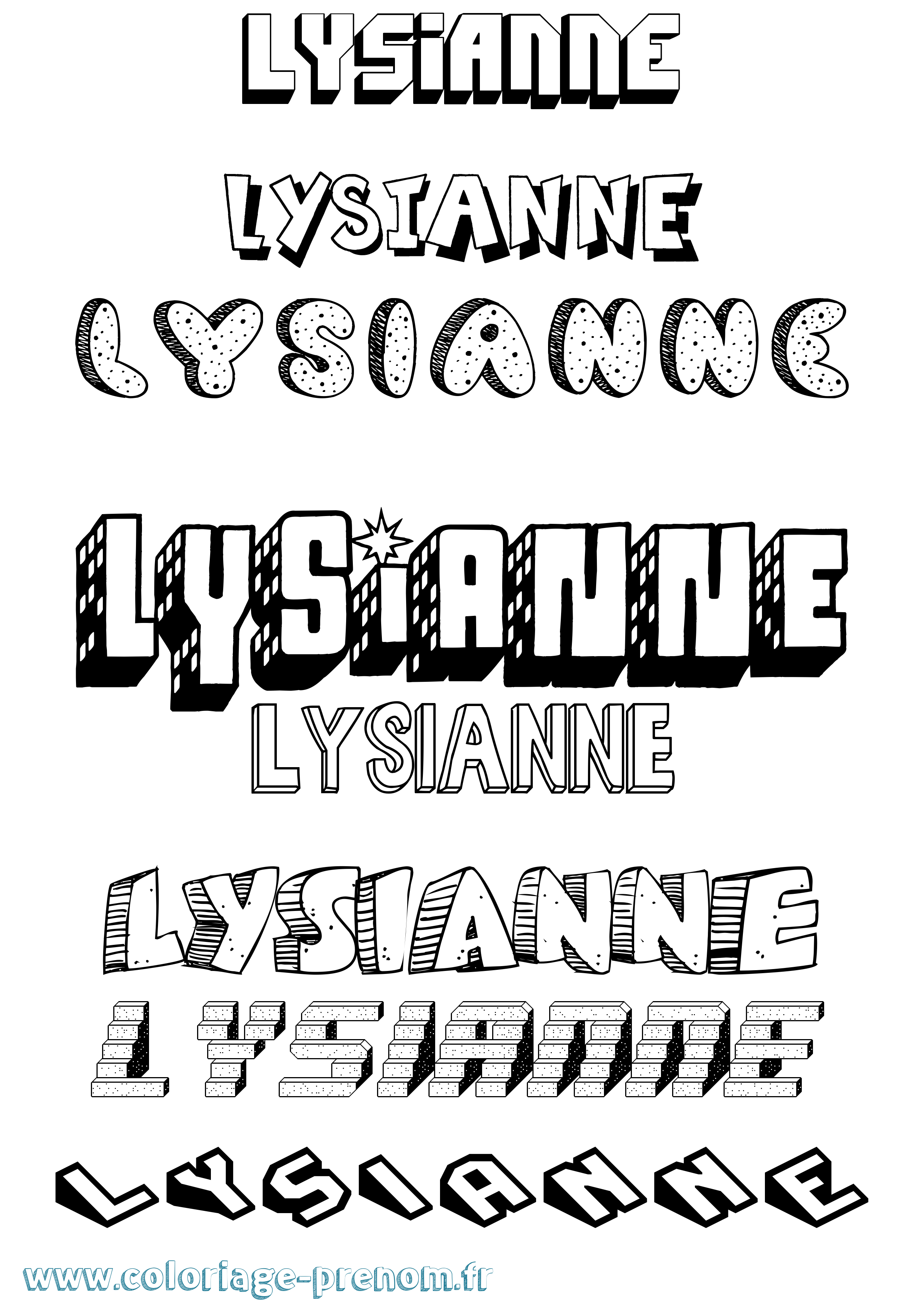 Coloriage Lysianne Effet 3D Coloriage prénom Lysianne Effet 3D