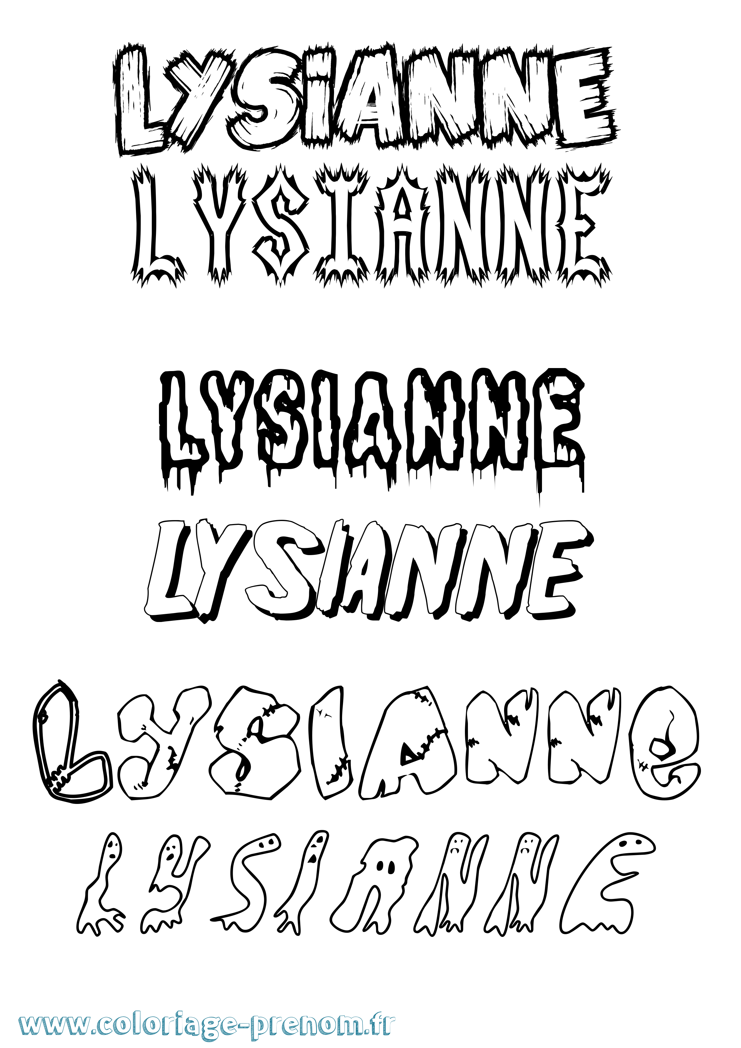 Coloriage Lysianne Frisson Coloriage prénom Lysianne Frisson