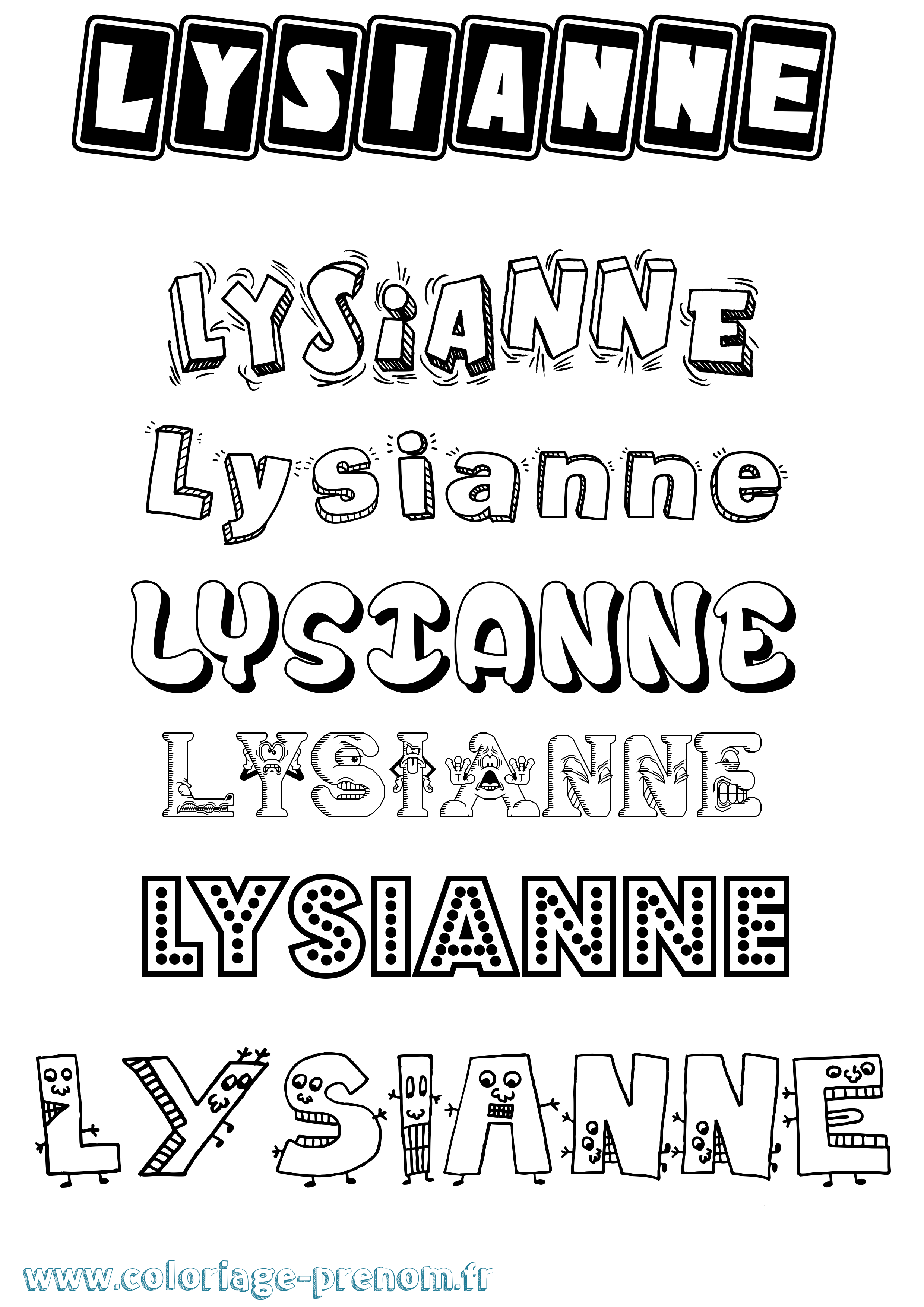 Coloriage Lysianne Fun Coloriage prénom Lysianne Fun