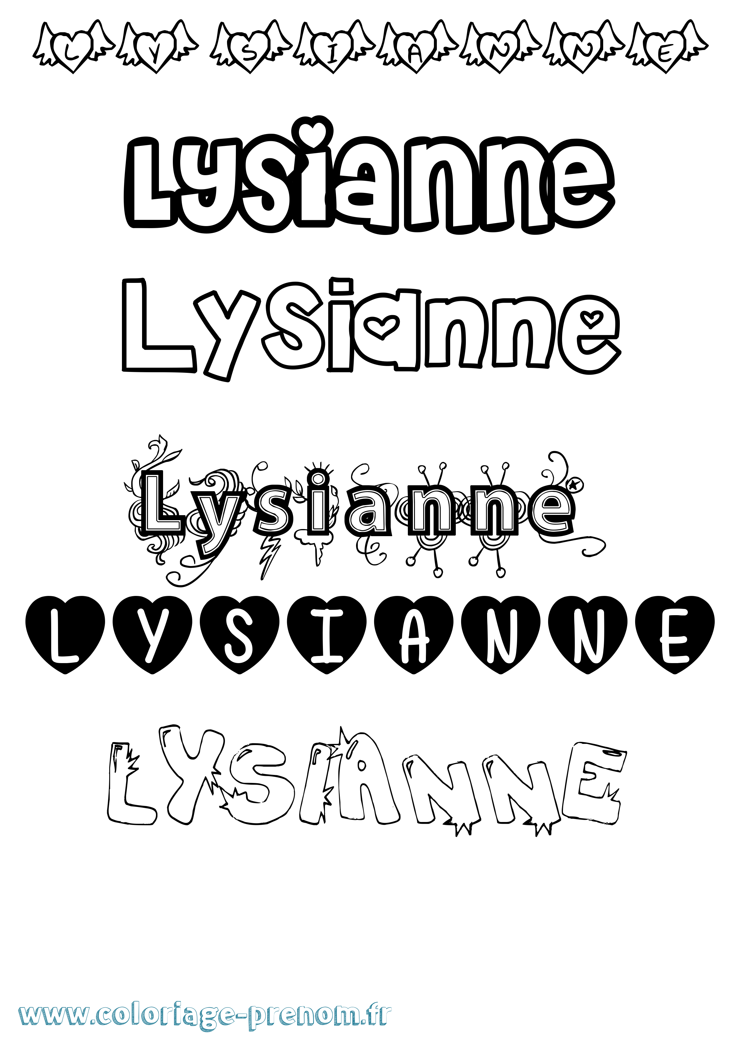 Coloriage Lysianne Girly Coloriage prénom Lysianne Girly