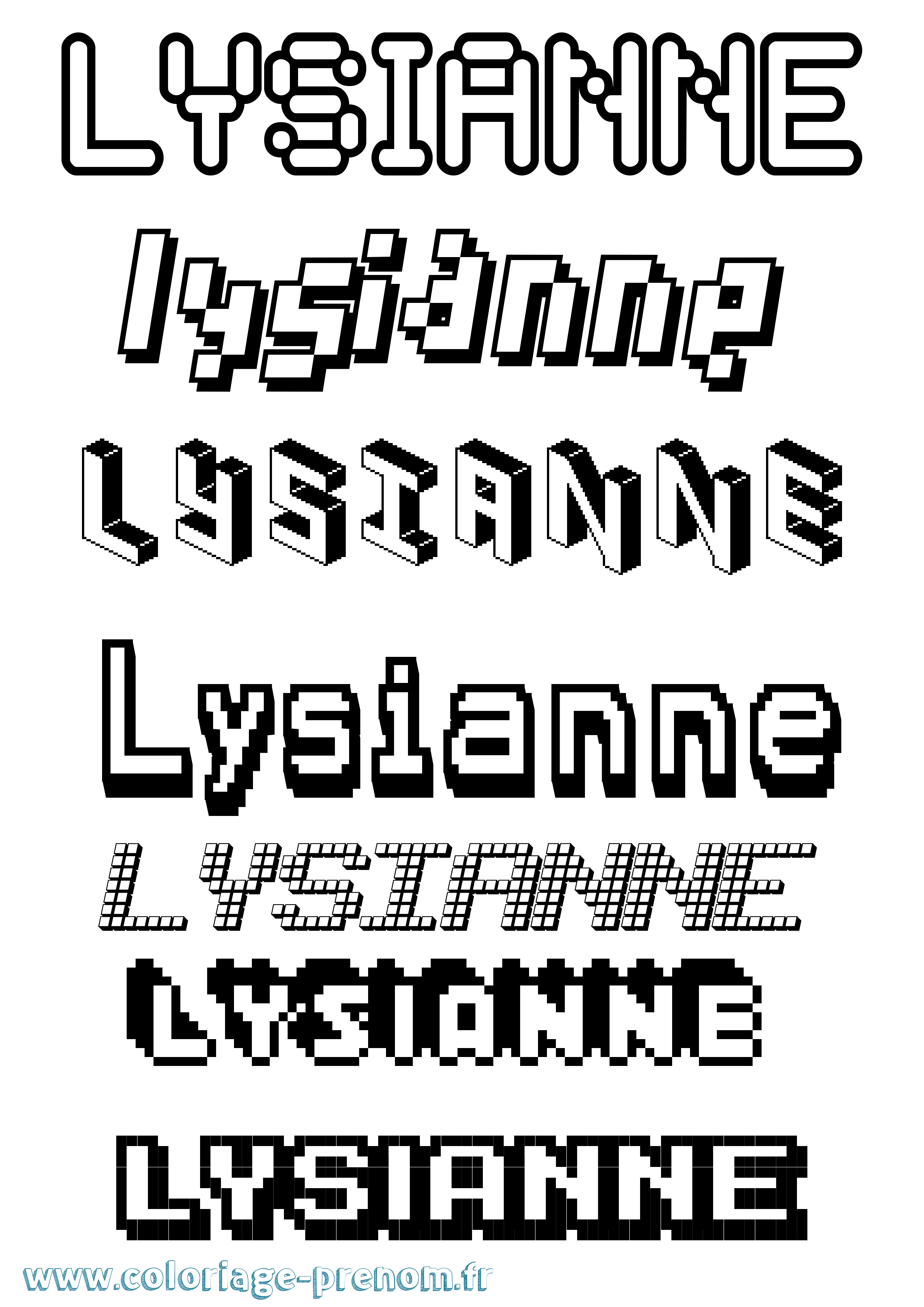 Coloriage Lysianne Pixel Coloriage prénom Lysianne Pixel