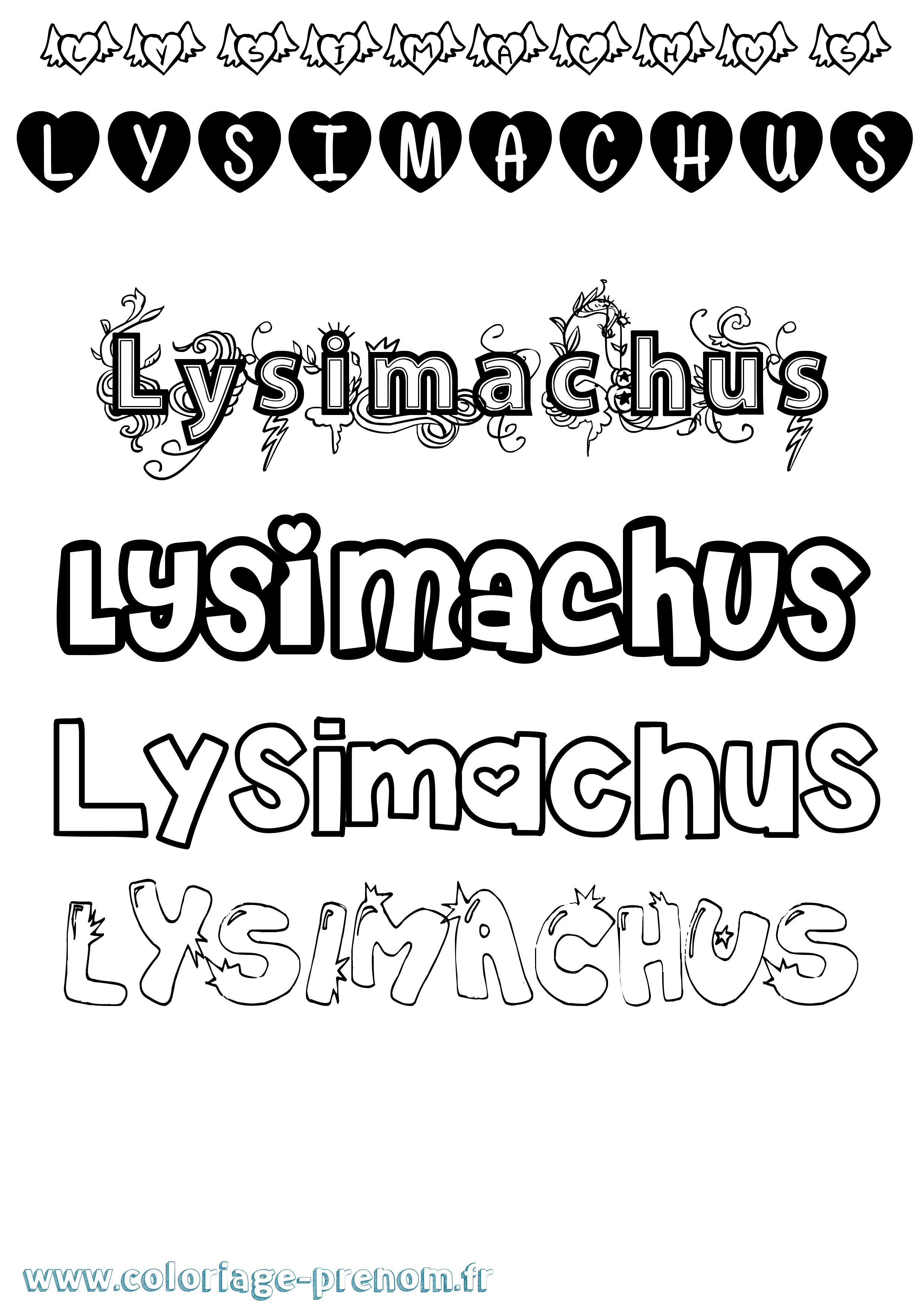 Coloriage Lysimachus Girly Coloriage prénom Lysimachus Girly