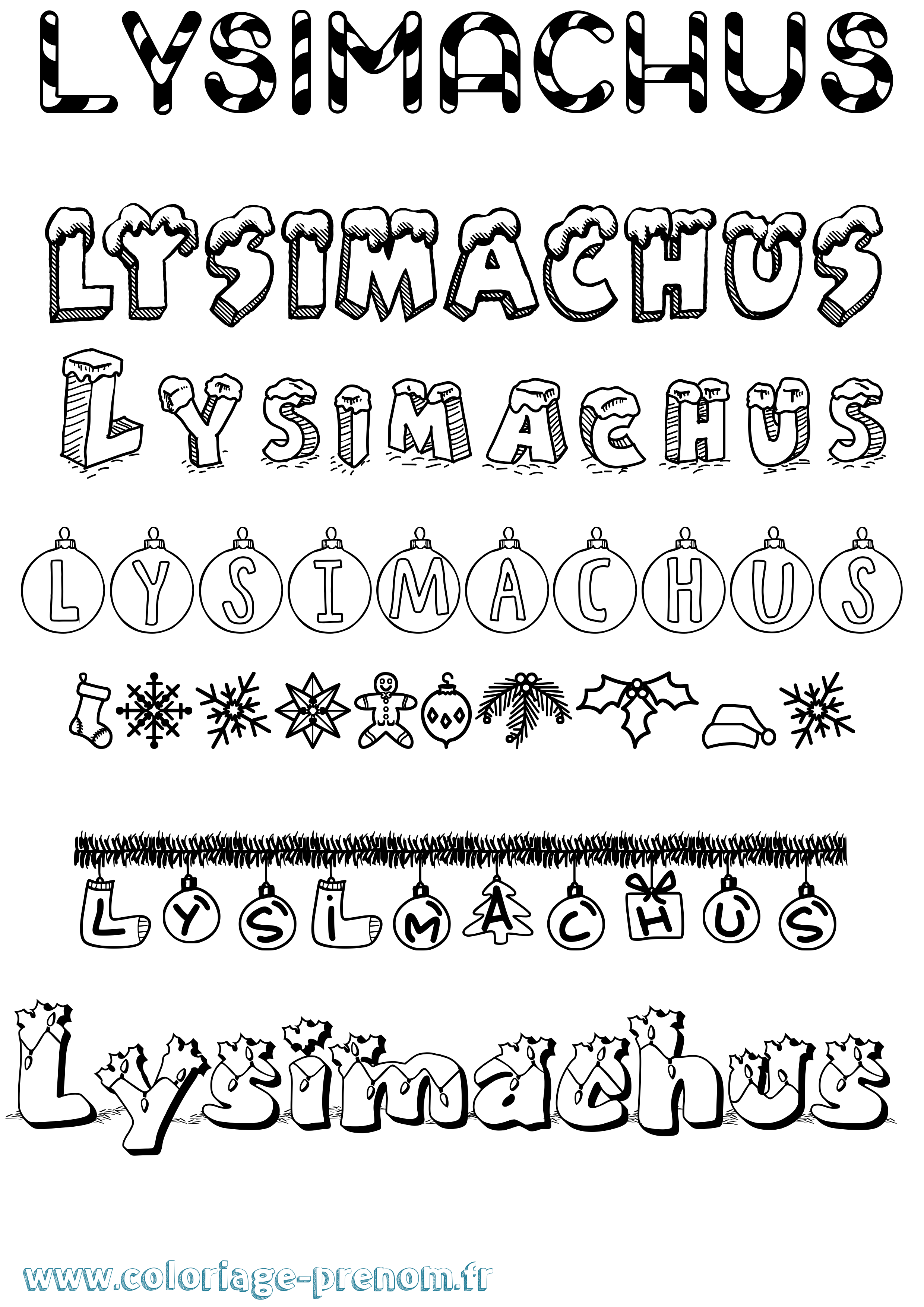 Coloriage Lysimachus Noël Coloriage prénom Lysimachus Noël