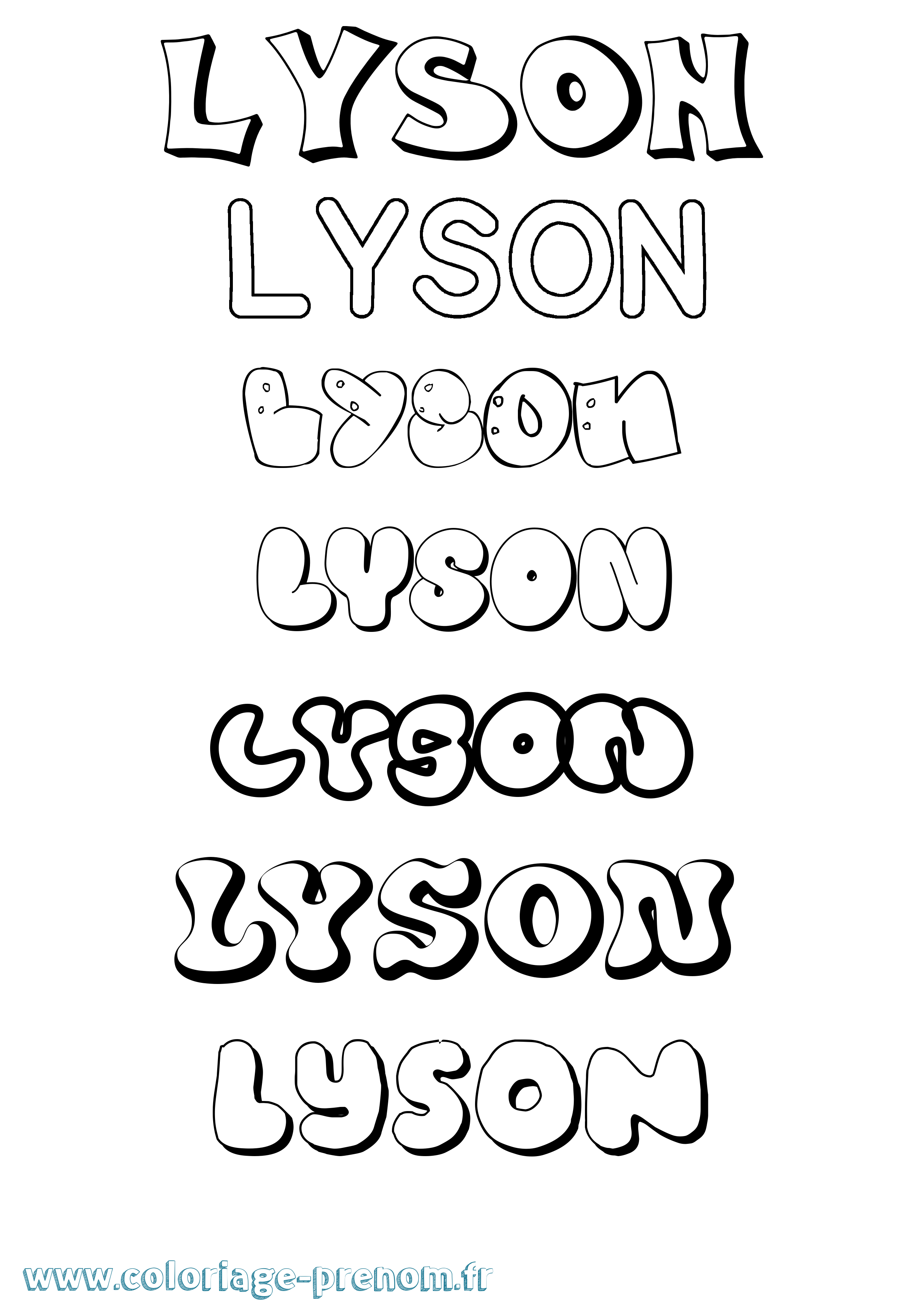 Coloriage Lyson Bubble Coloriage prénom Lyson Bubble