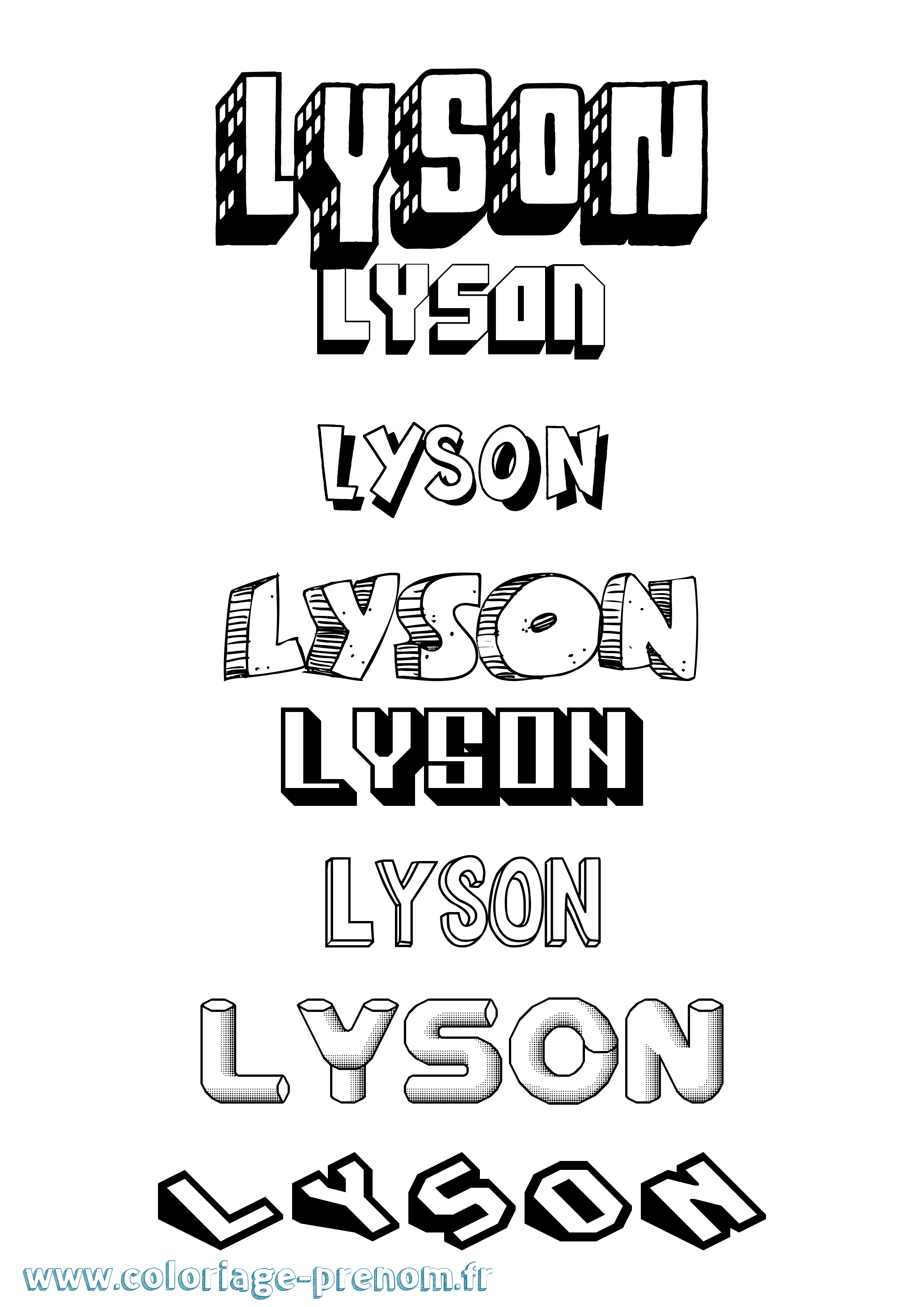 Coloriage Lyson Effet 3D Coloriage prénom Lyson Effet 3D