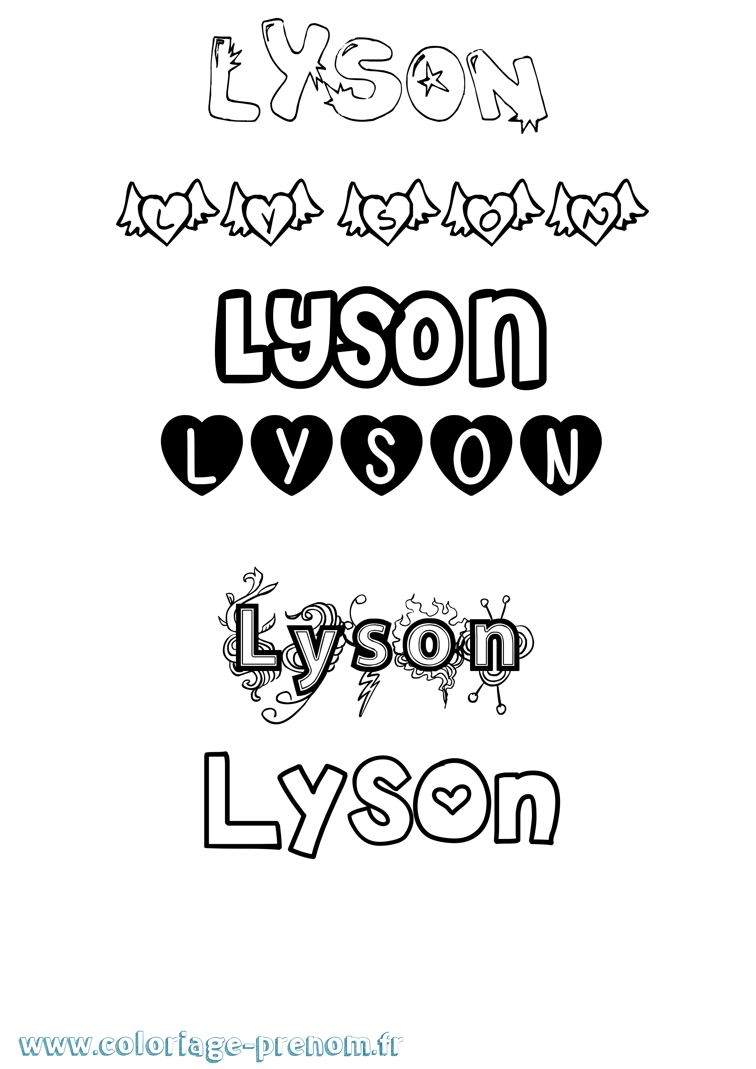 Coloriage Lyson Girly Coloriage prénom Lyson Girly