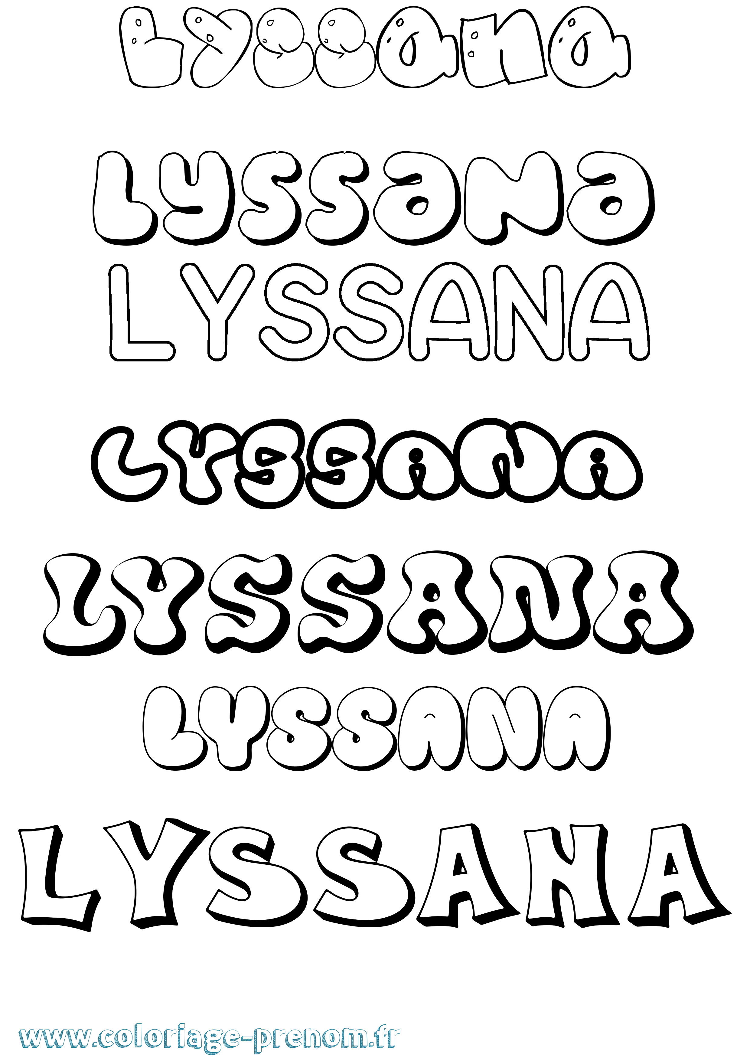 Coloriage Lyssana Bubble Coloriage prénom Lyssana Bubble