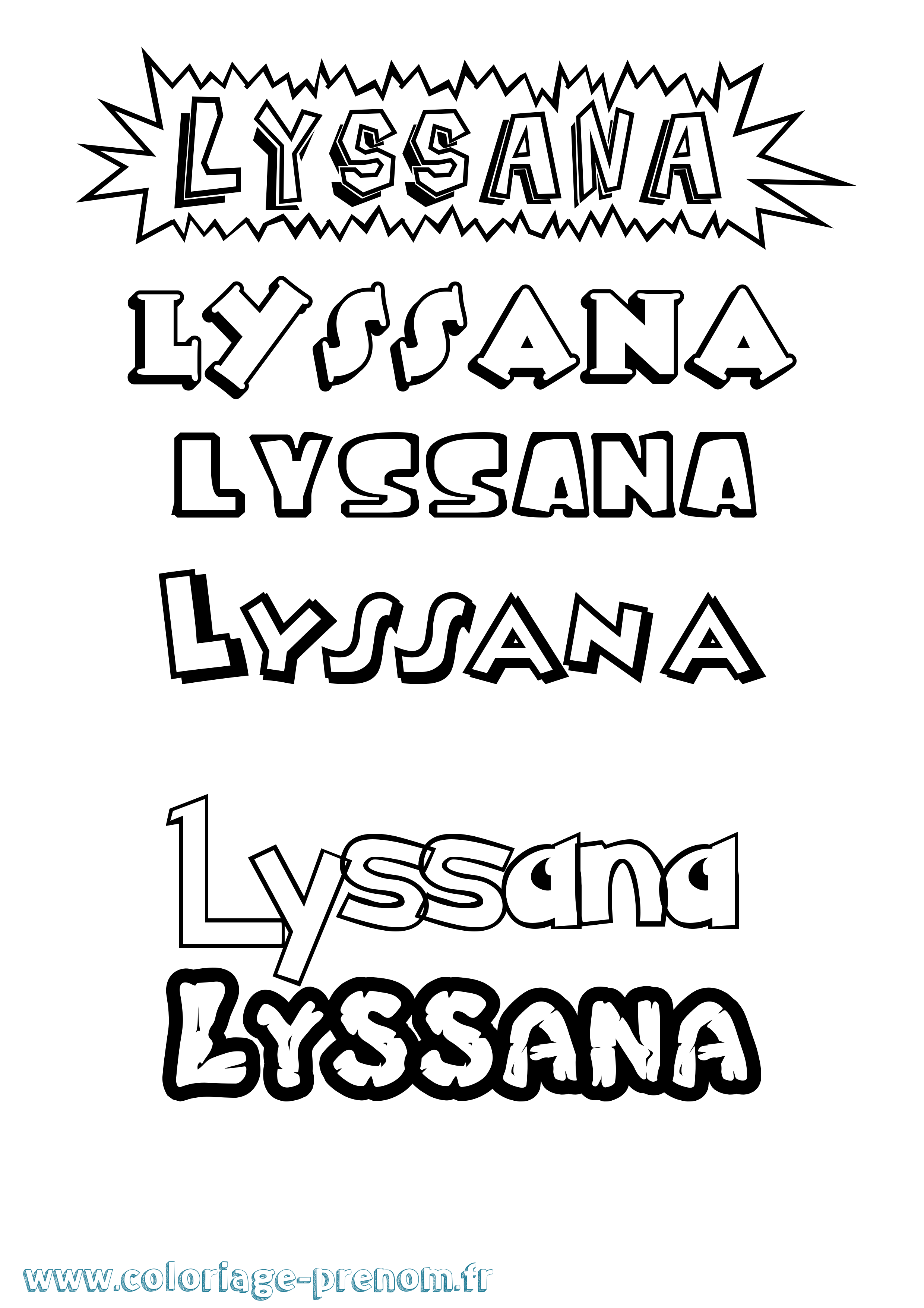 Coloriage Lyssana Dessin Animé Coloriage prénom Lyssana Dessin Animé
