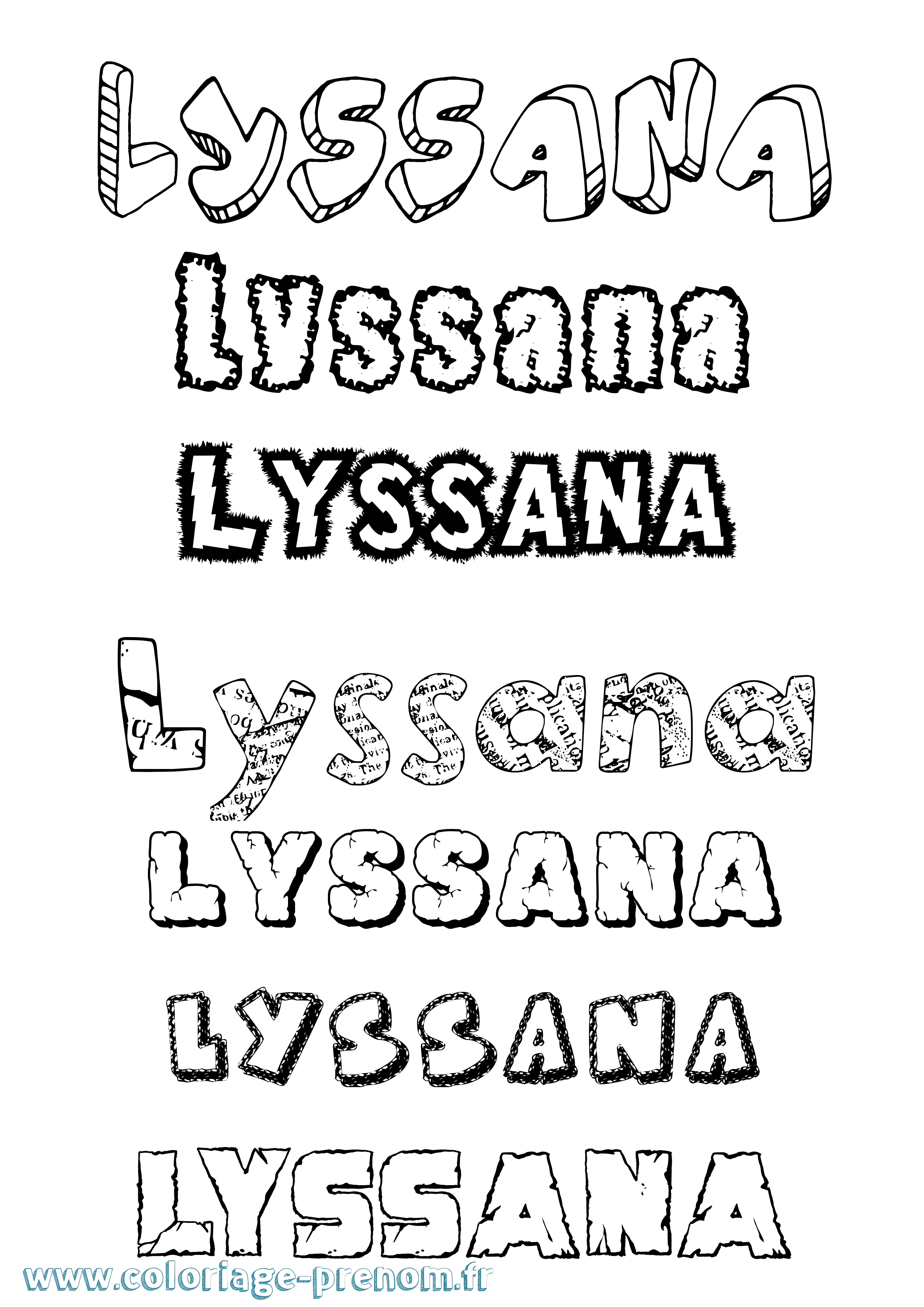 Coloriage Lyssana Destructuré Coloriage prénom Lyssana Destructuré