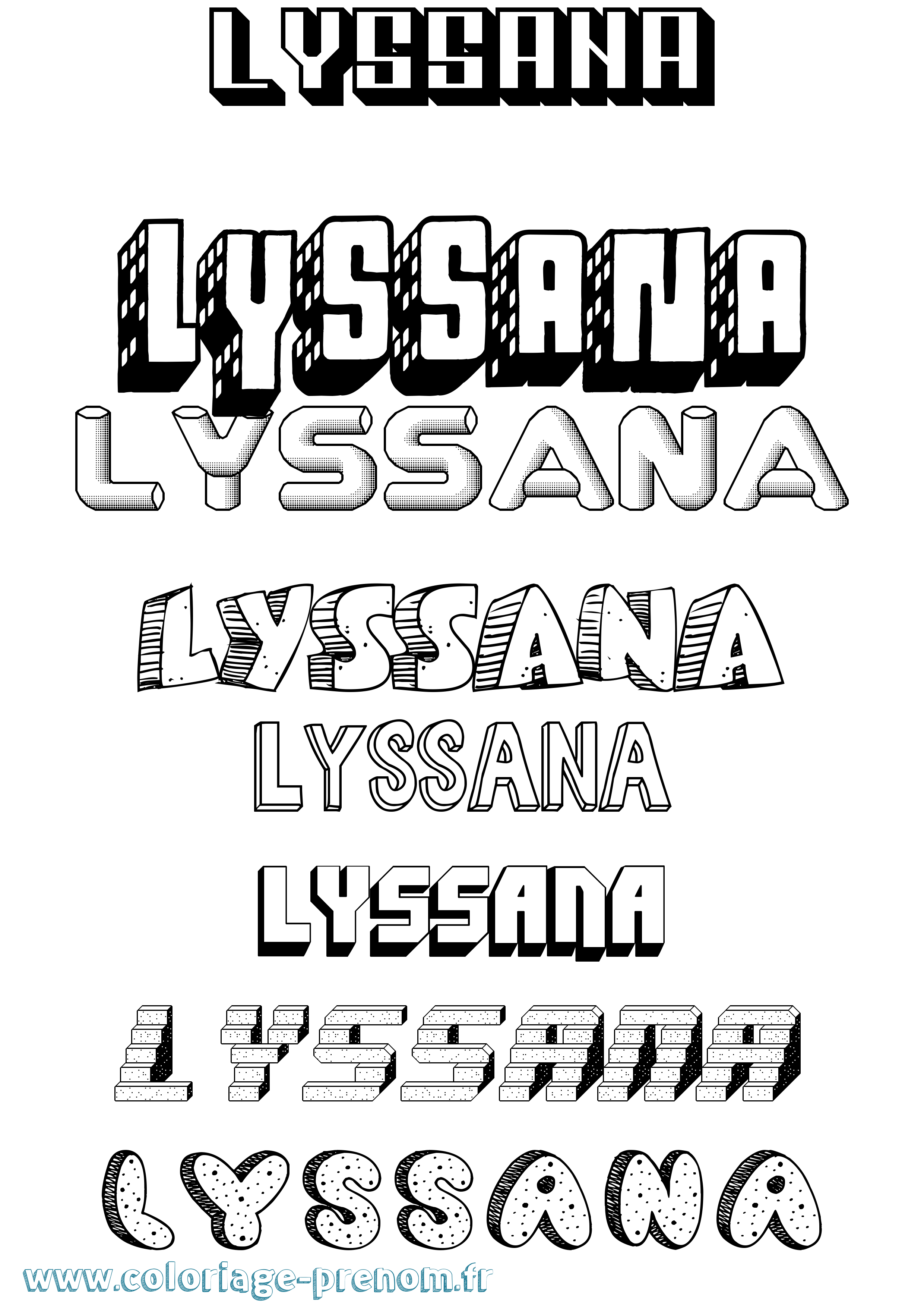 Coloriage Lyssana Effet 3D Coloriage prénom Lyssana Effet 3D