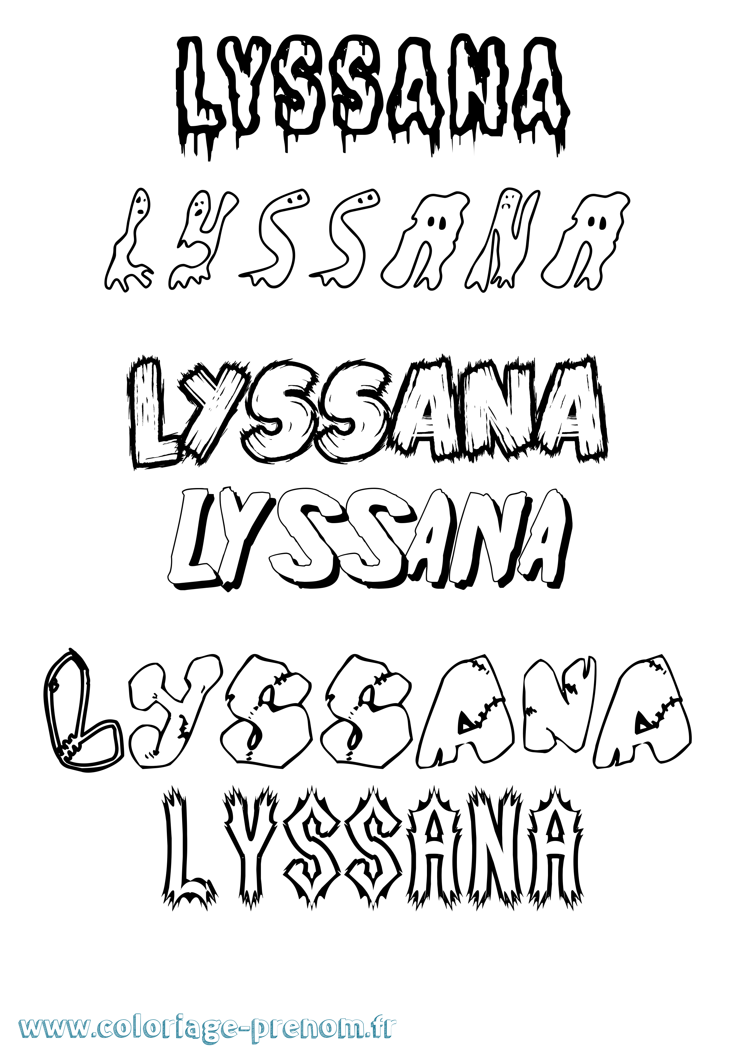 Coloriage Lyssana Frisson Coloriage prénom Lyssana Frisson