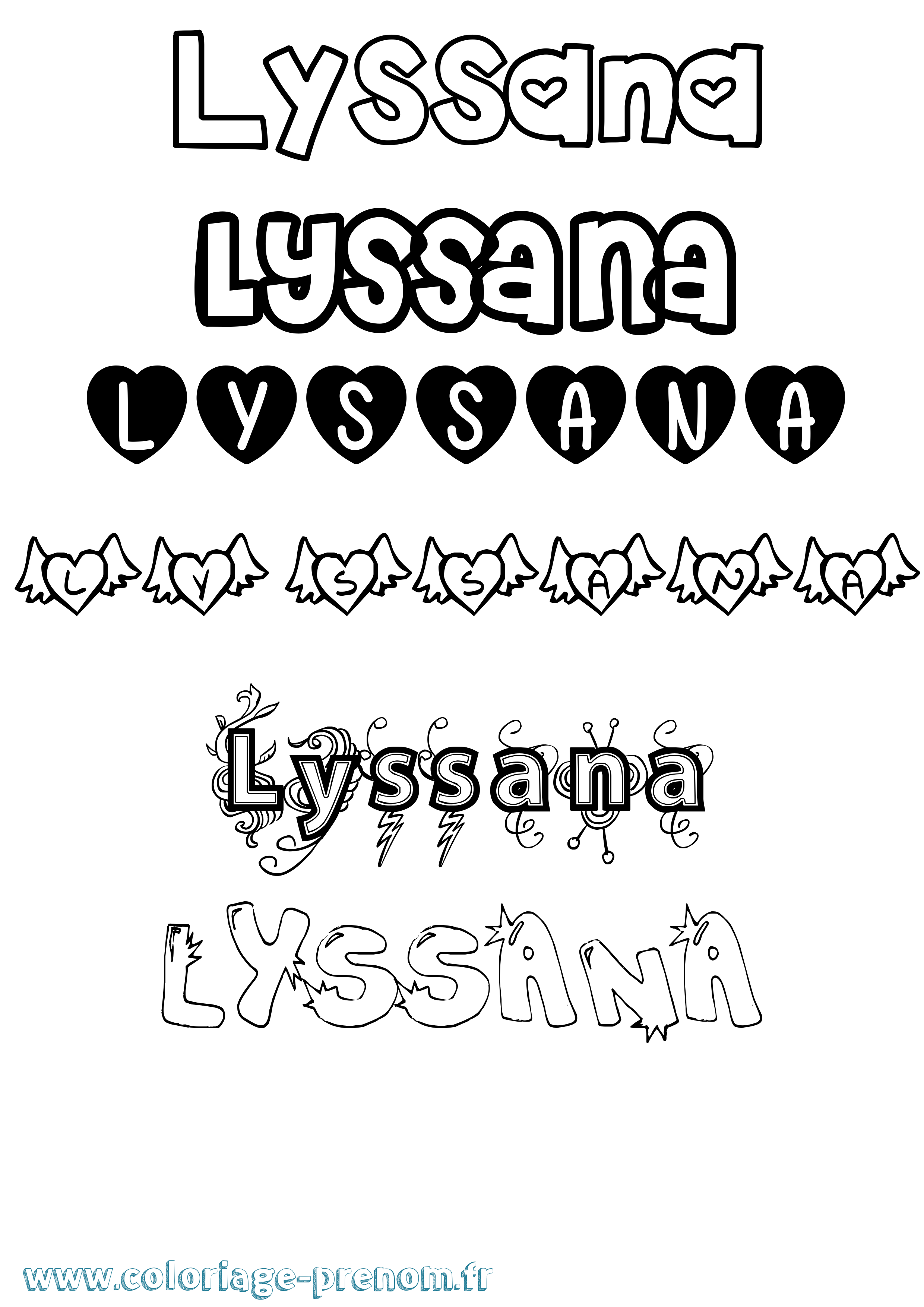 Coloriage Lyssana Girly Coloriage prénom Lyssana Girly