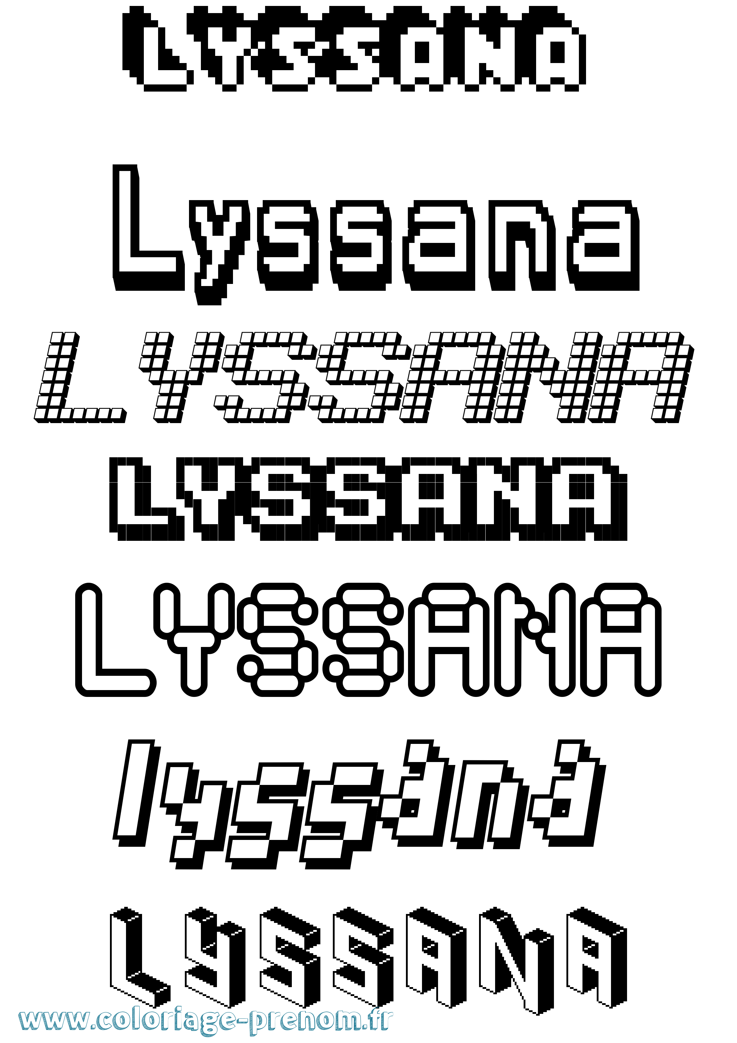 Coloriage Lyssana Pixel Coloriage prénom Lyssana Pixel