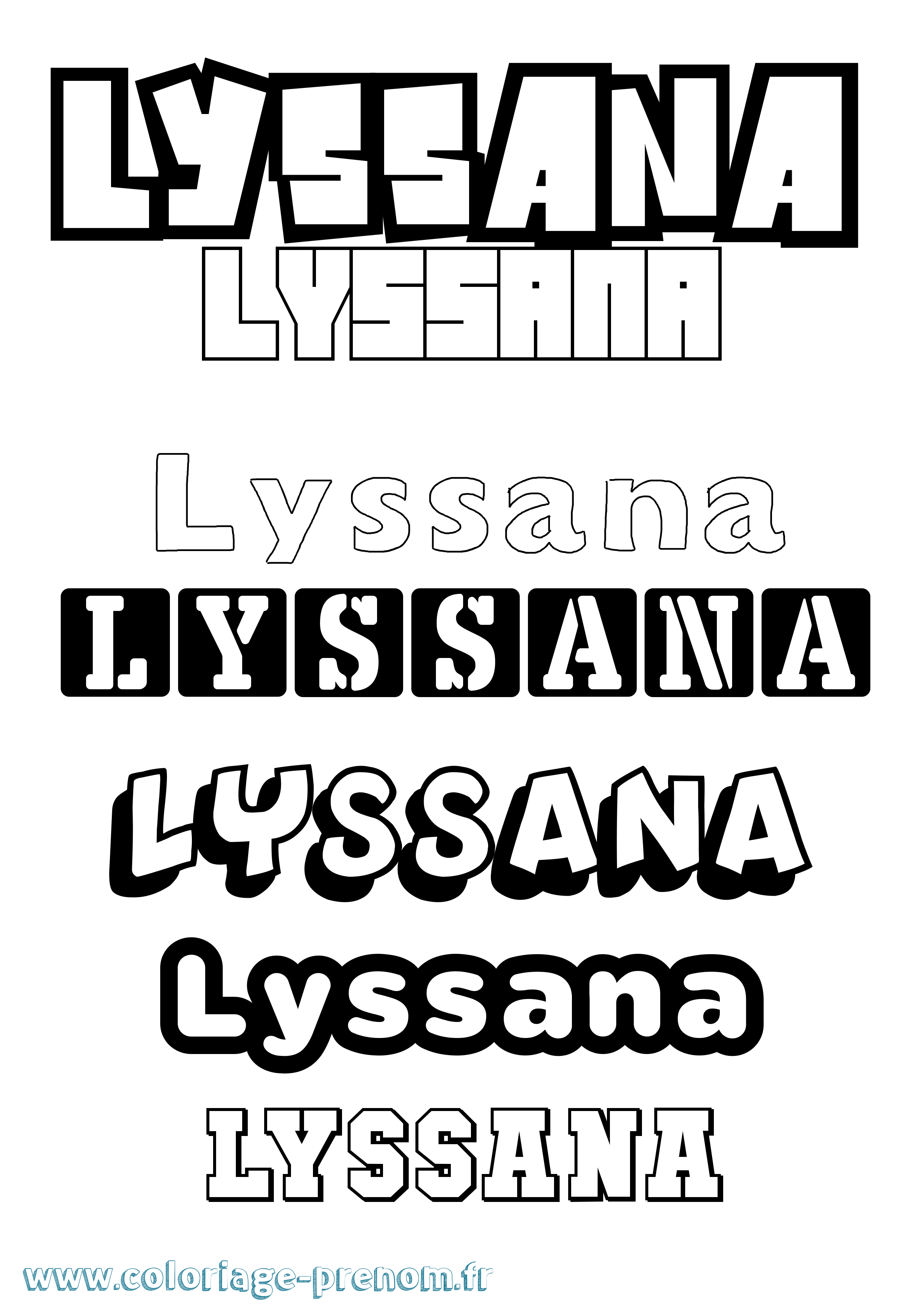 Coloriage Lyssana Simple Coloriage prénom Lyssana Simple