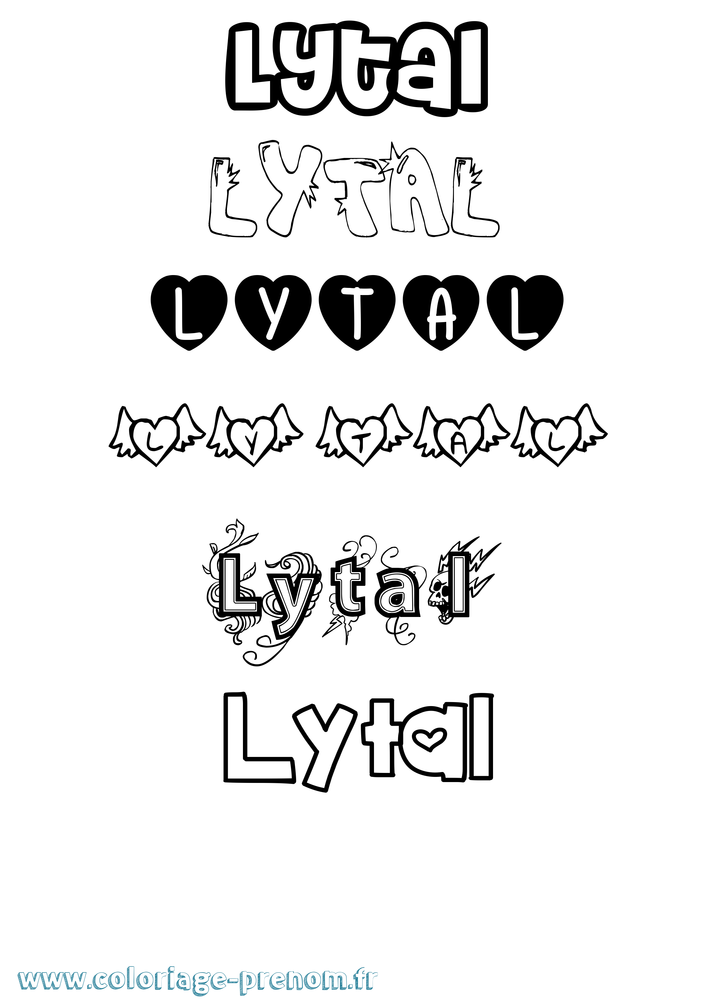 Coloriage Lytal Girly Coloriage prénom Lytal Girly
