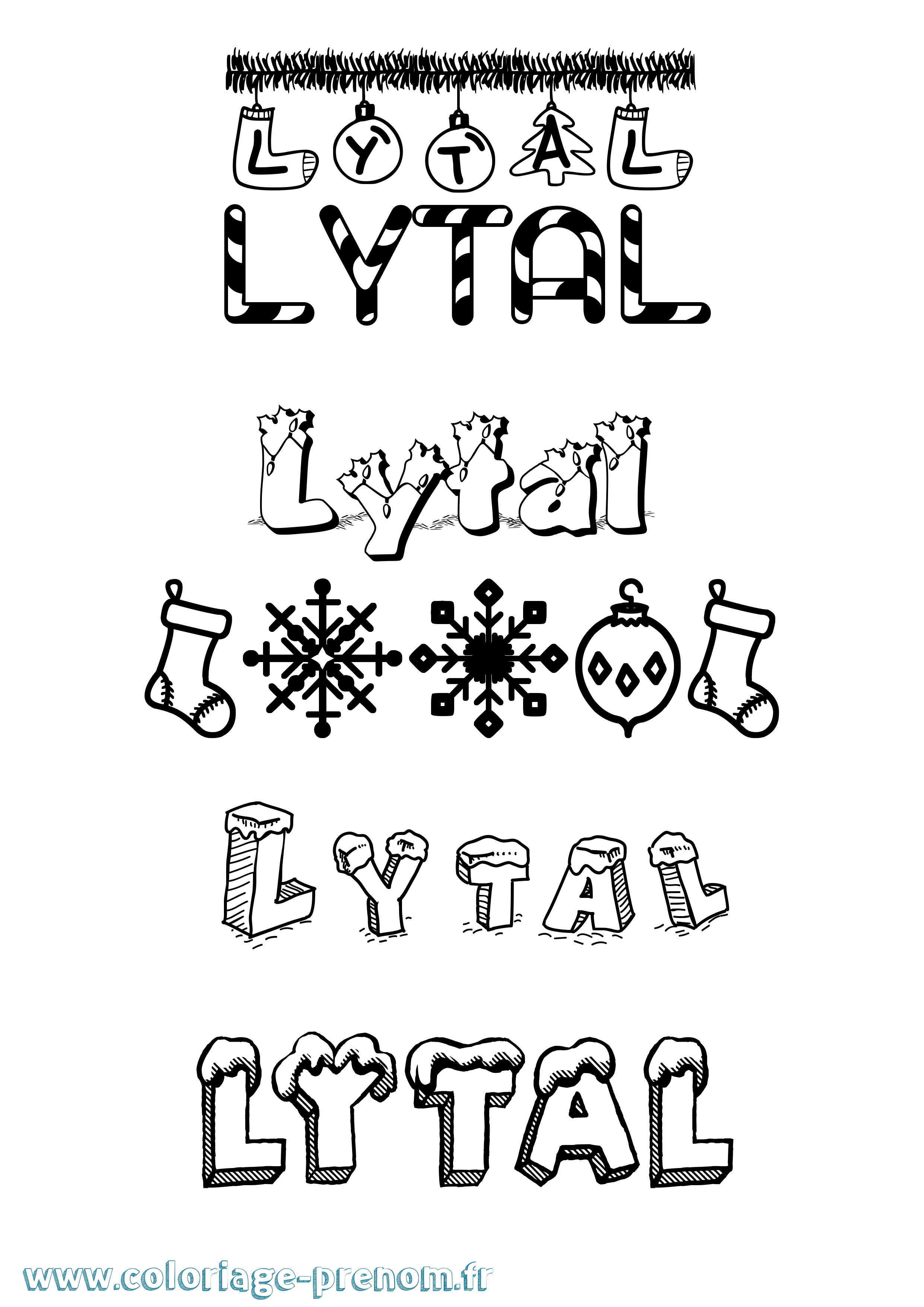 Coloriage Lytal Noël Coloriage prénom Lytal Noël