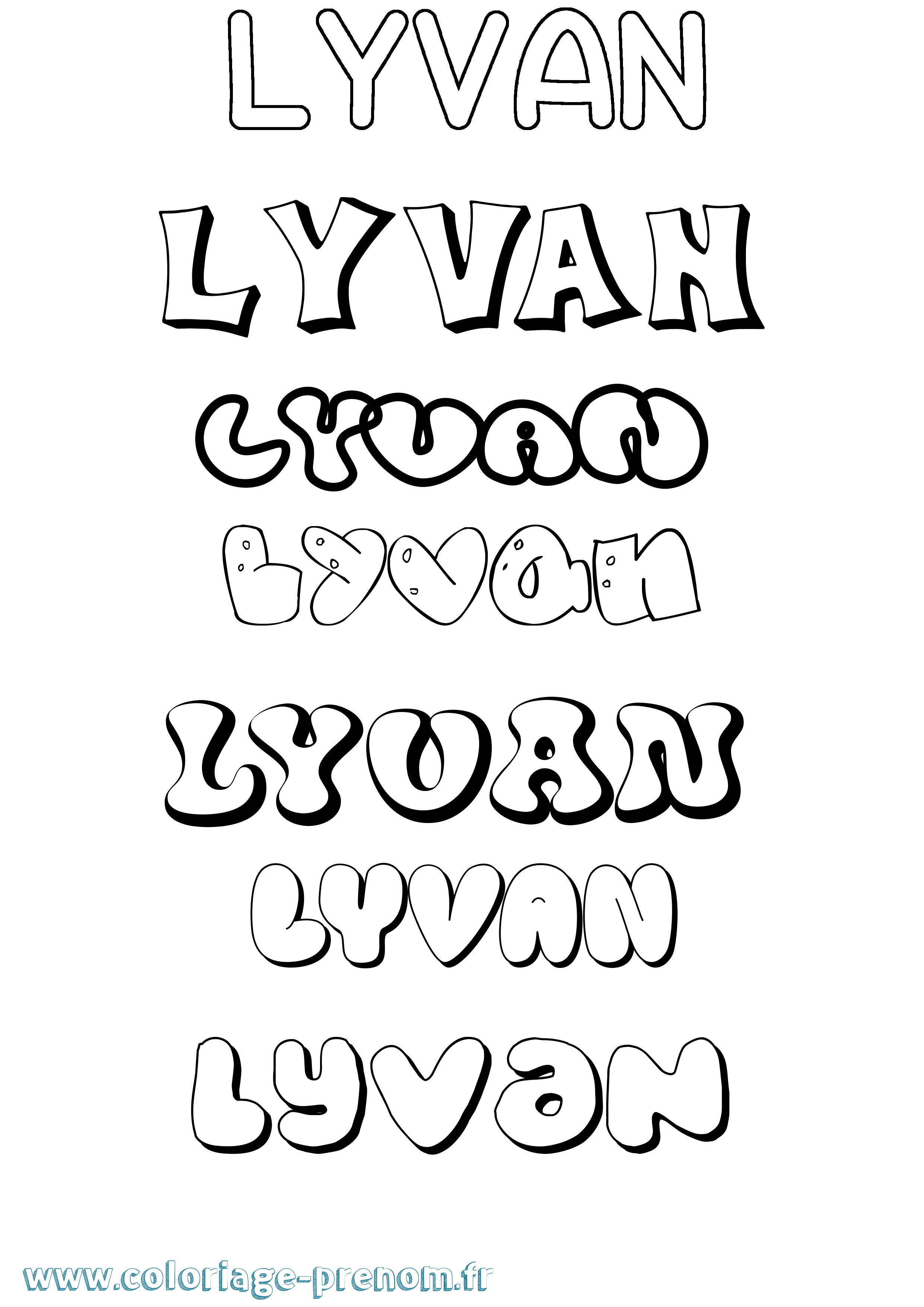 Coloriage Lyvan Bubble Coloriage prénom Lyvan Bubble